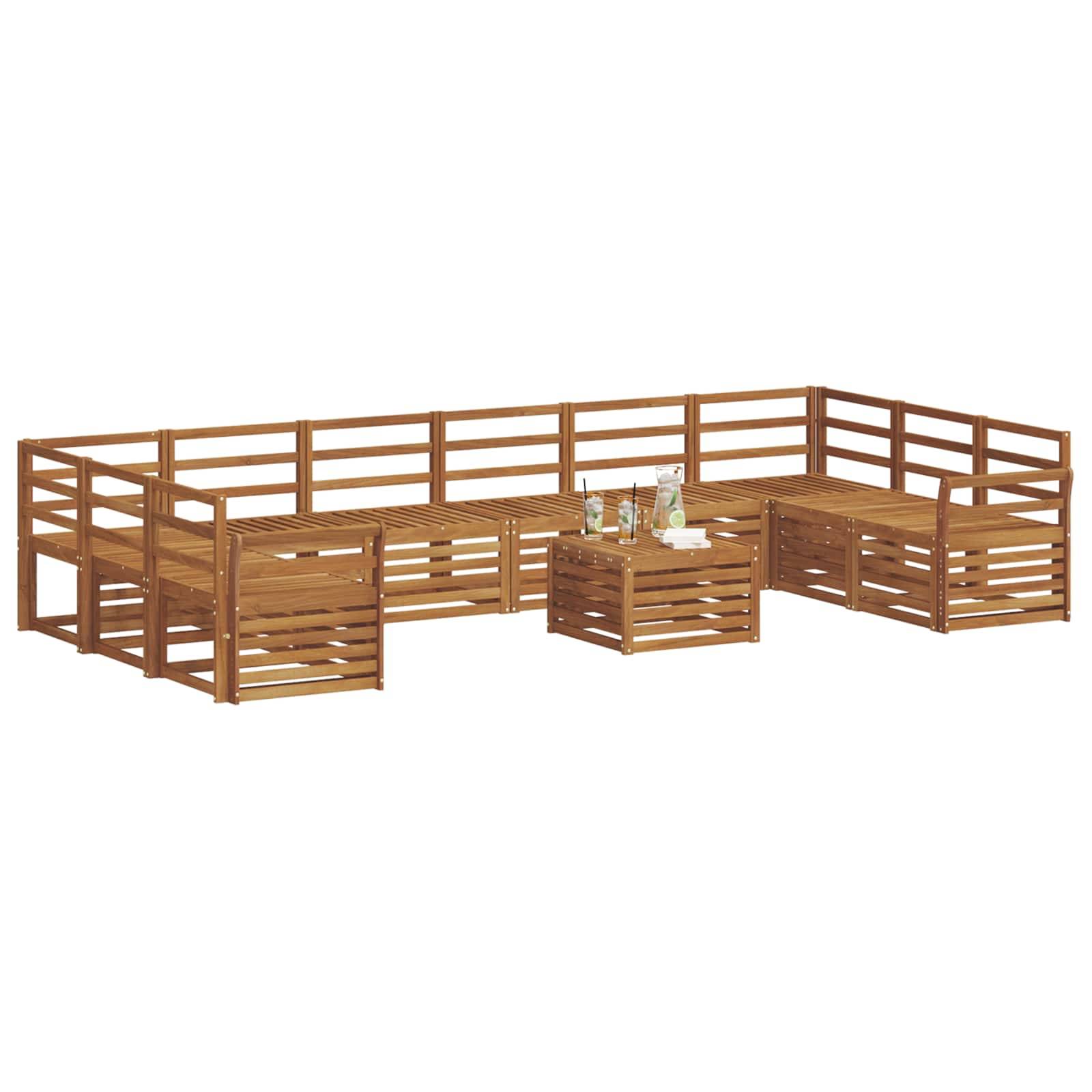 vidaXL Ecksofa Set 11 pcs Natur Massivholz Akazie