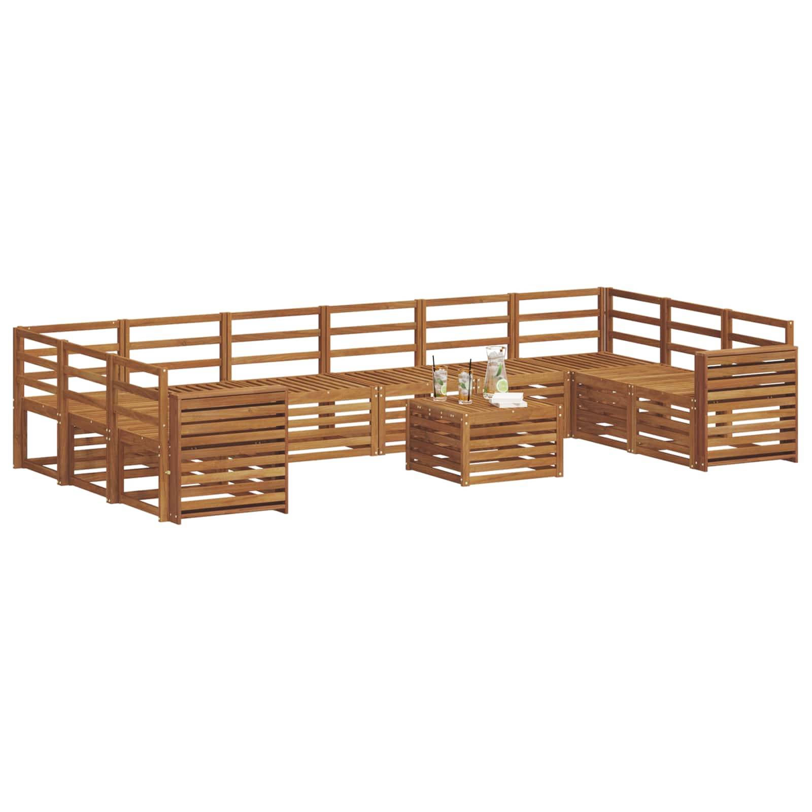 vidaXL Ecksofa Set 11 pcs Natur Massivholz Akazie