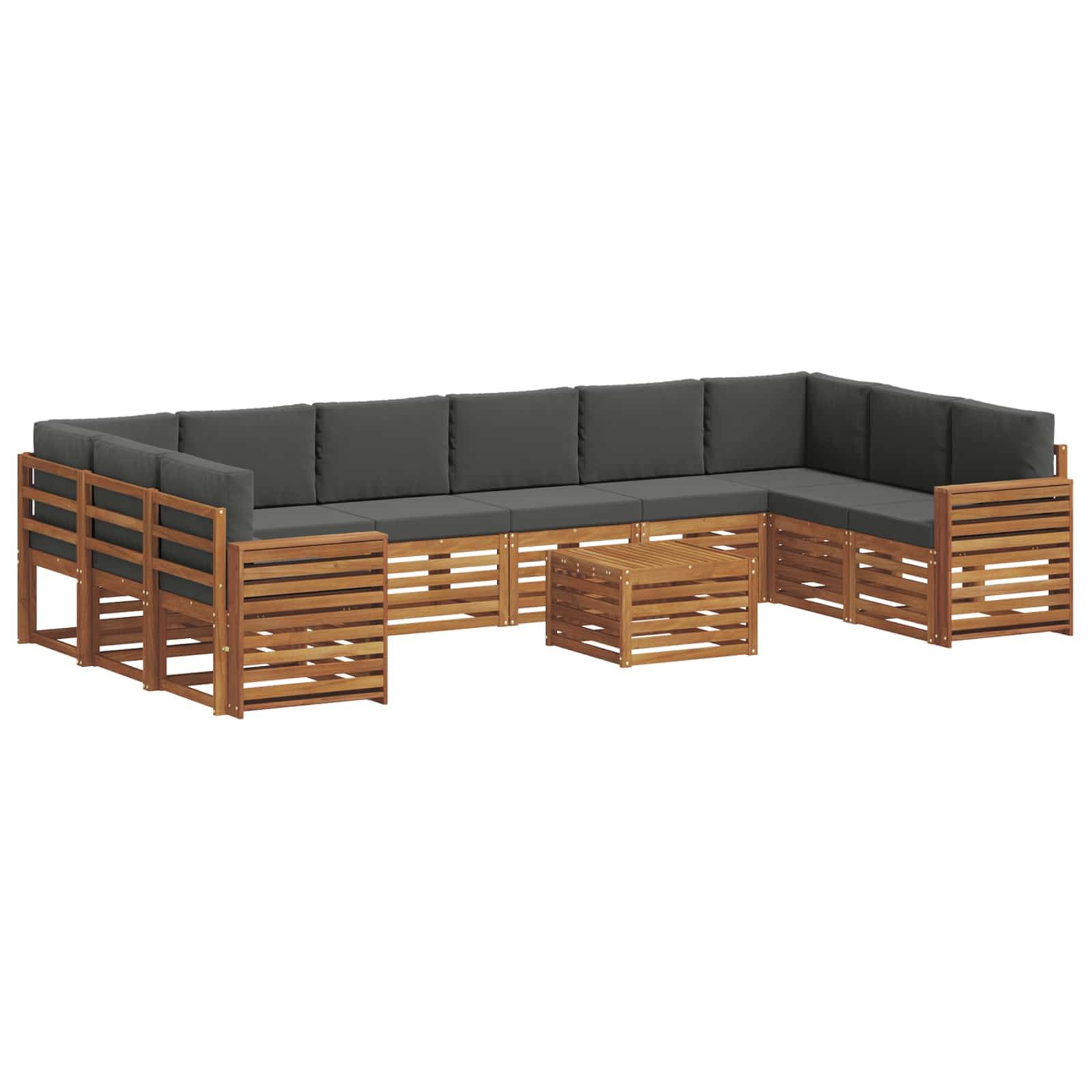 vidaXL Ecksofa Set 11 pcs Natur und Anthrazit Massivholz Akazie
