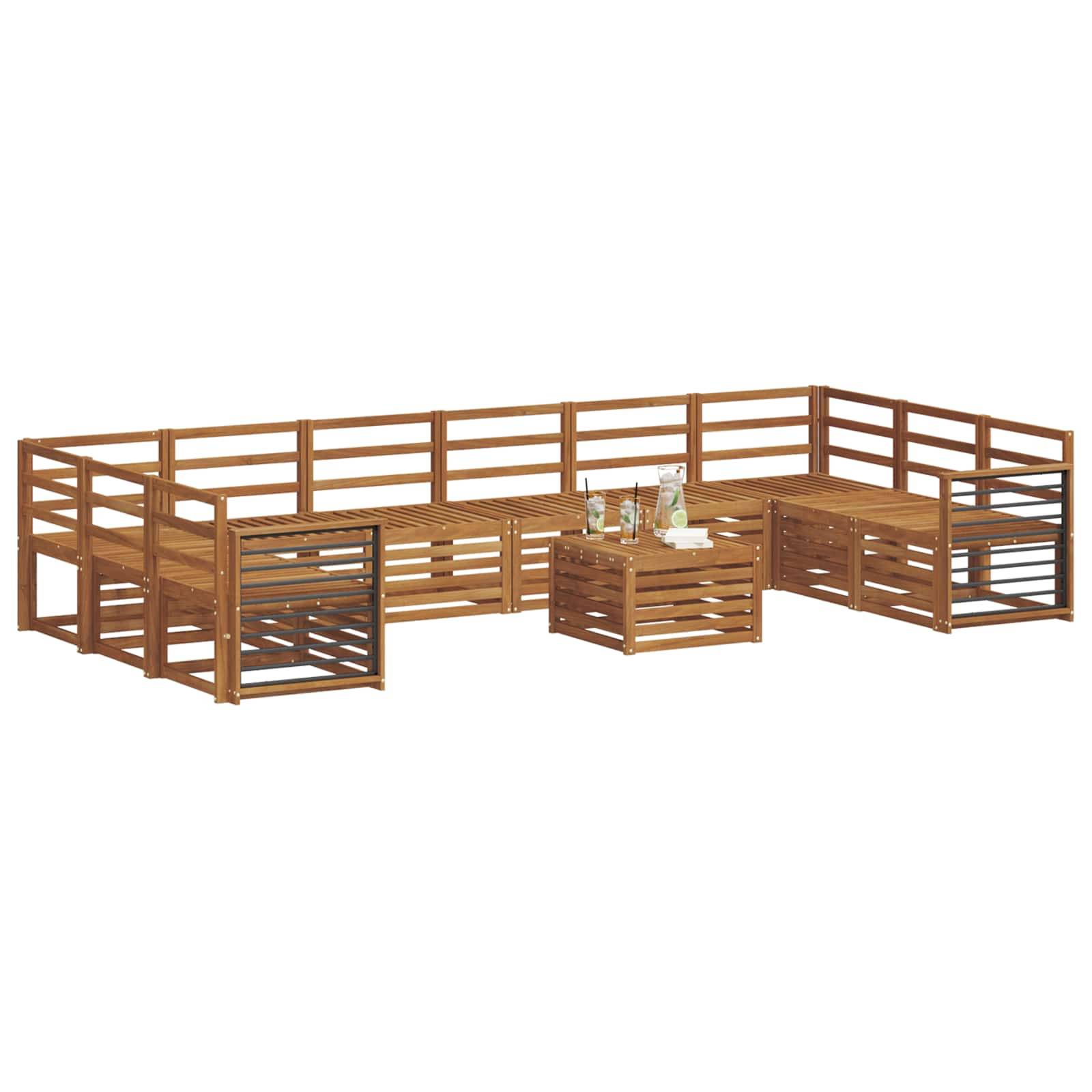 vidaXL Sofagarnituren 11 pcs Natur Massivholz Akazie