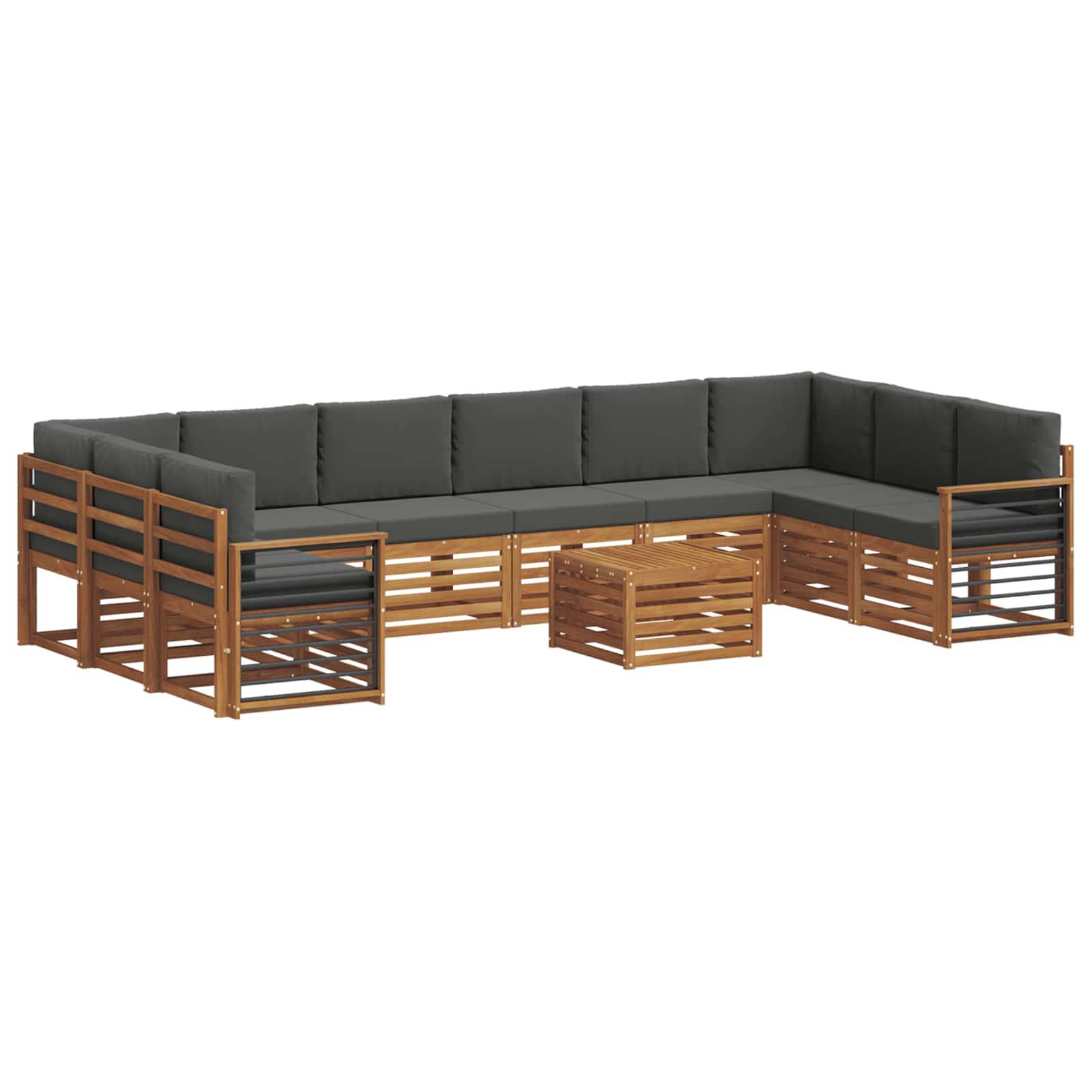 vidaXL Ecksofa Set 11 pcs Natur und Anthrazit Massivholz Akazie