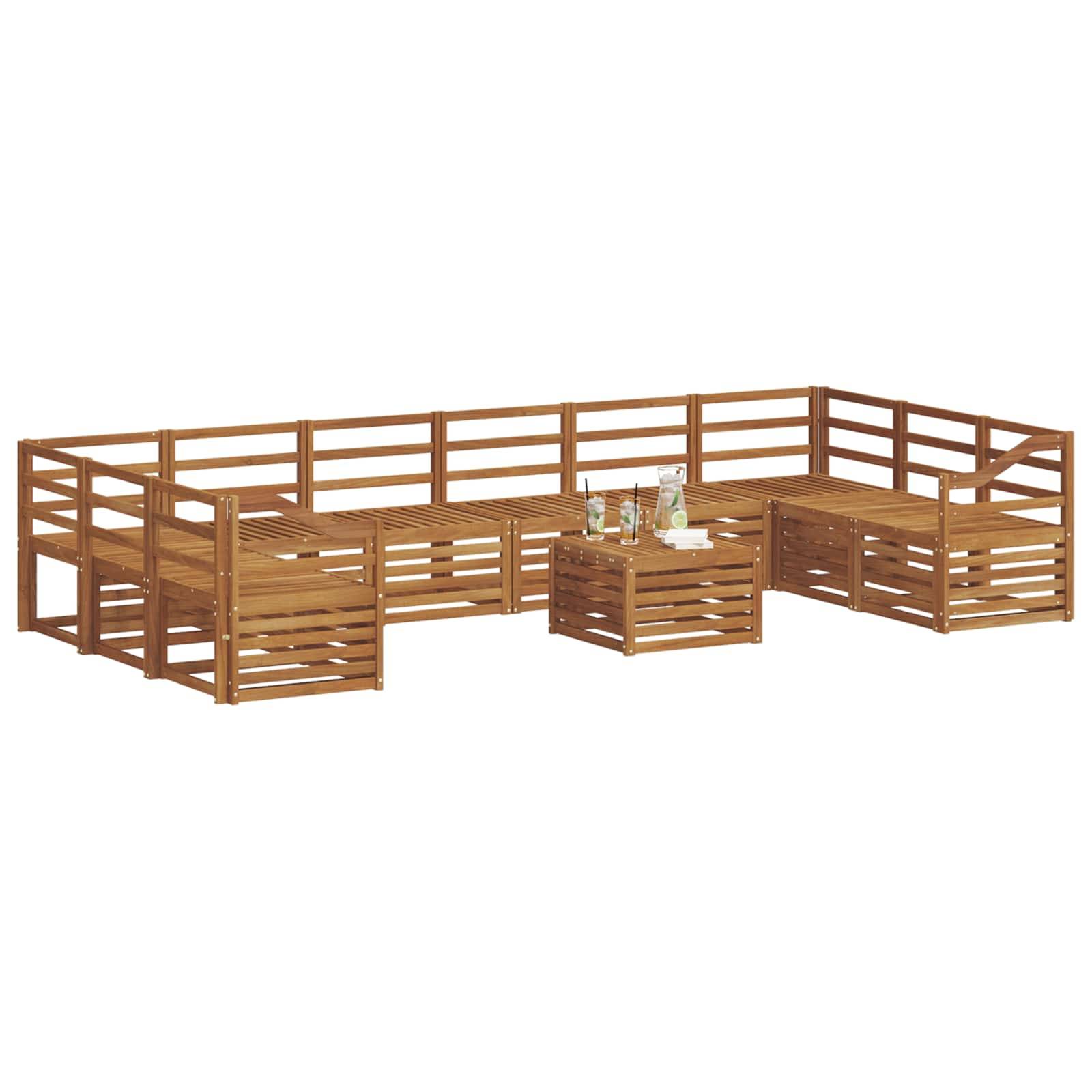 vidaXL Ecksofa Set 11 pcs Natur Massivholz Akazie