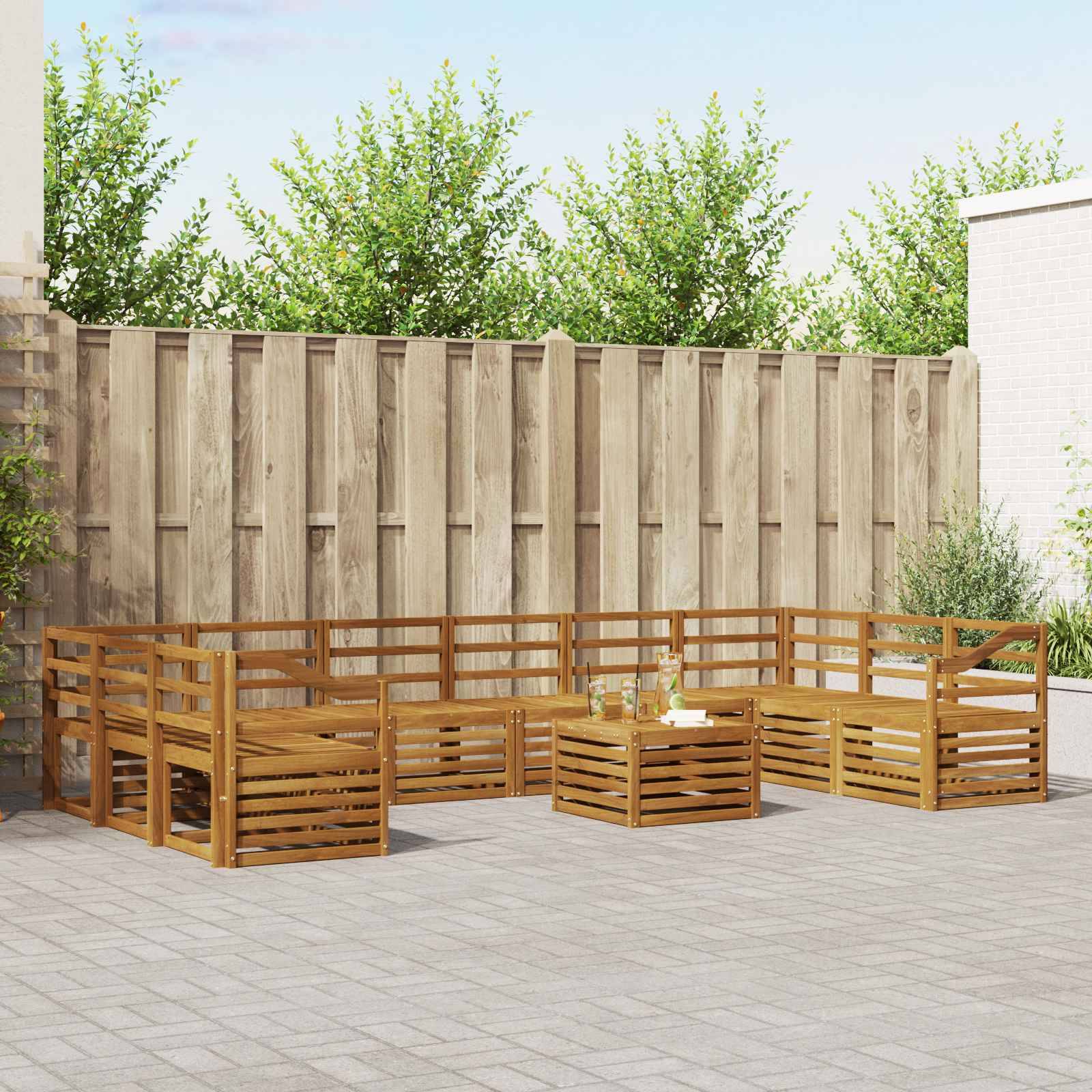 vidaXL Ecksofa Set 11 pcs Natur Massivholz Akazie