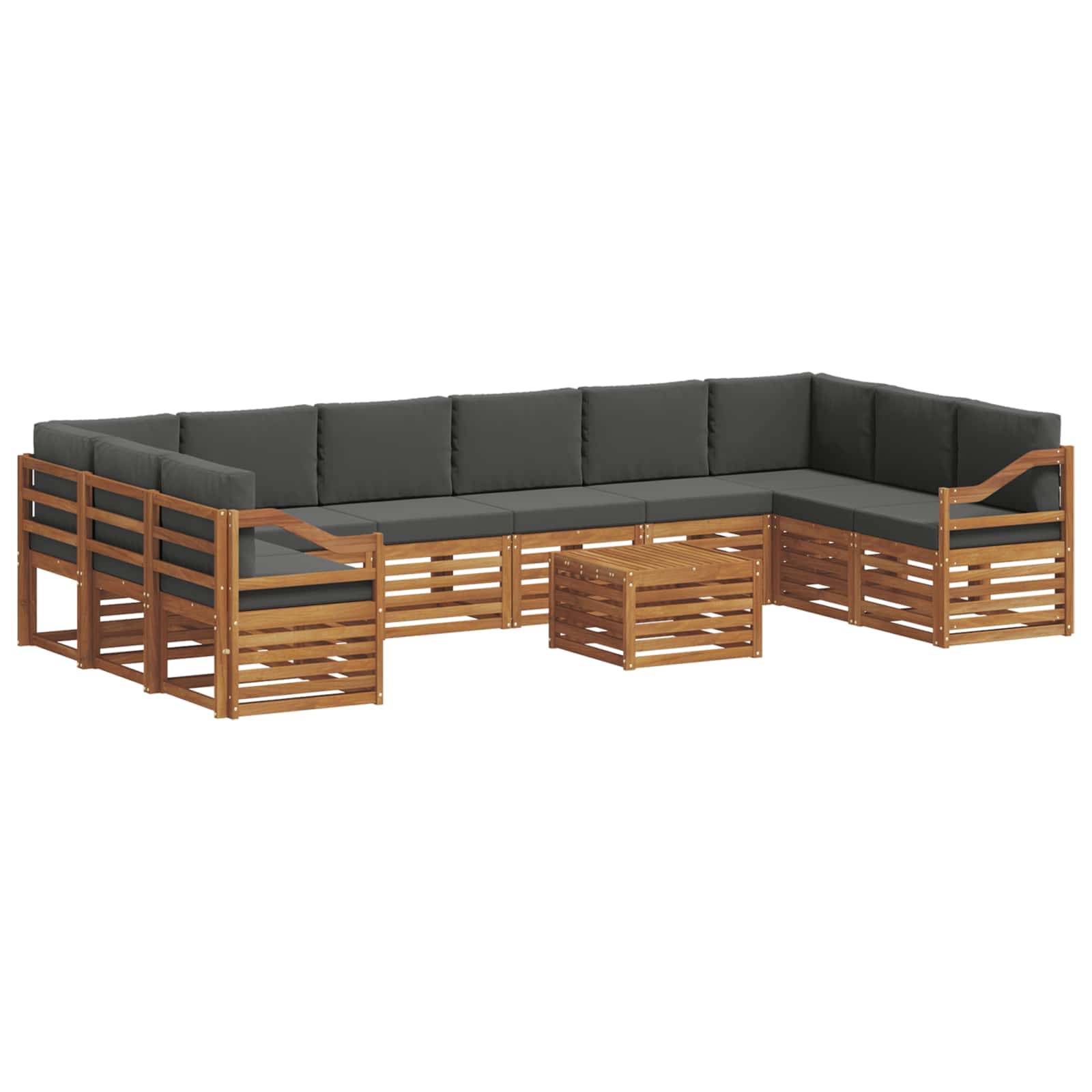 vidaXL Ecksofa Set 11 pcs Natur und Anthrazit Massivholz Akazie