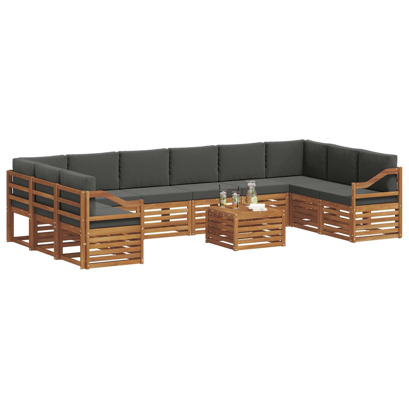 vidaXL Ecksofa Set 11 pcs Natur und Anthrazit Massivholz Akazie