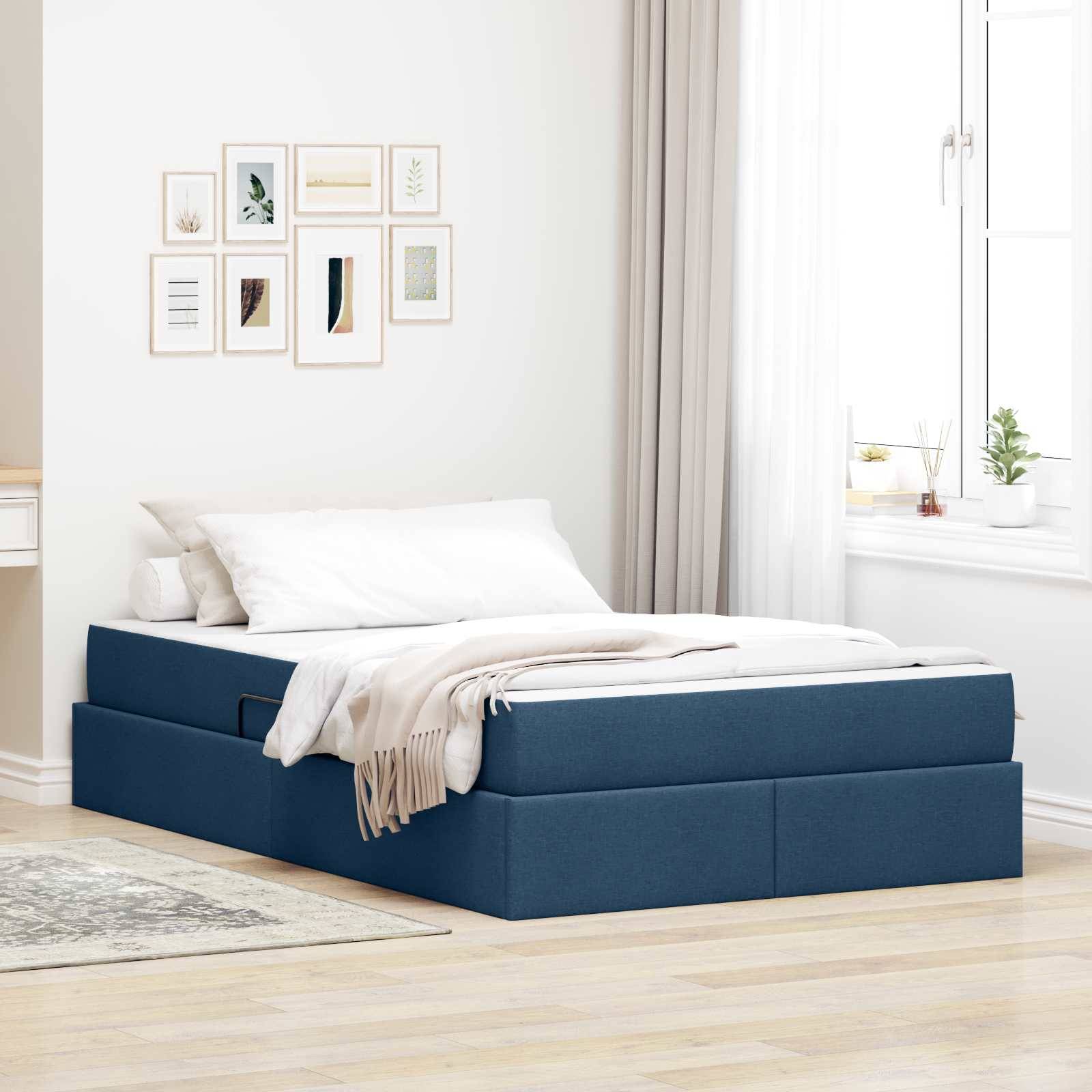 vidaXL Aufbewahrungsbett mit Matratze Blau 120 x 190 cm Polyester
