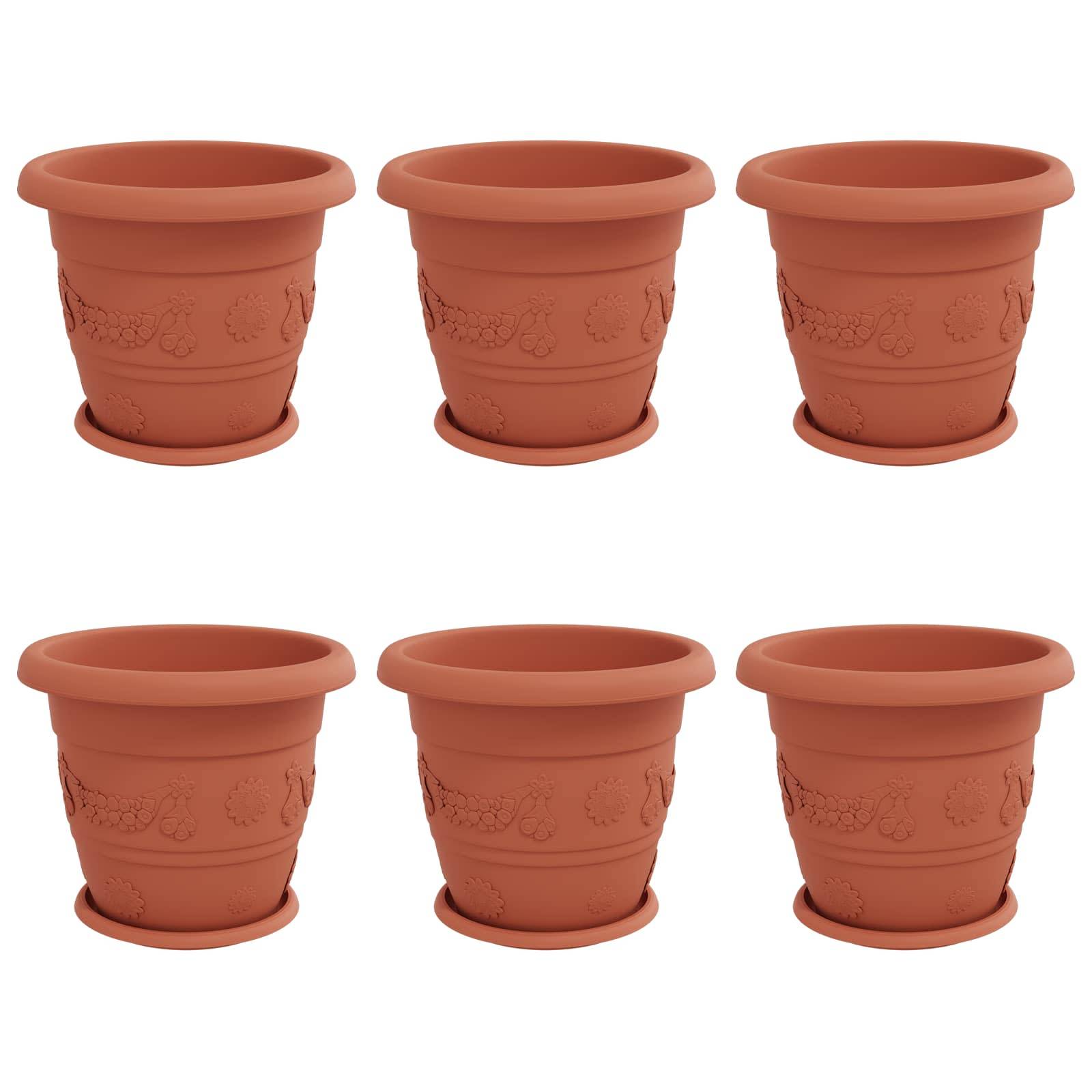 vidaXL Blumentöpfe 6 pcs Ziegelrot Ø 34 x 28 cm Kunststoff