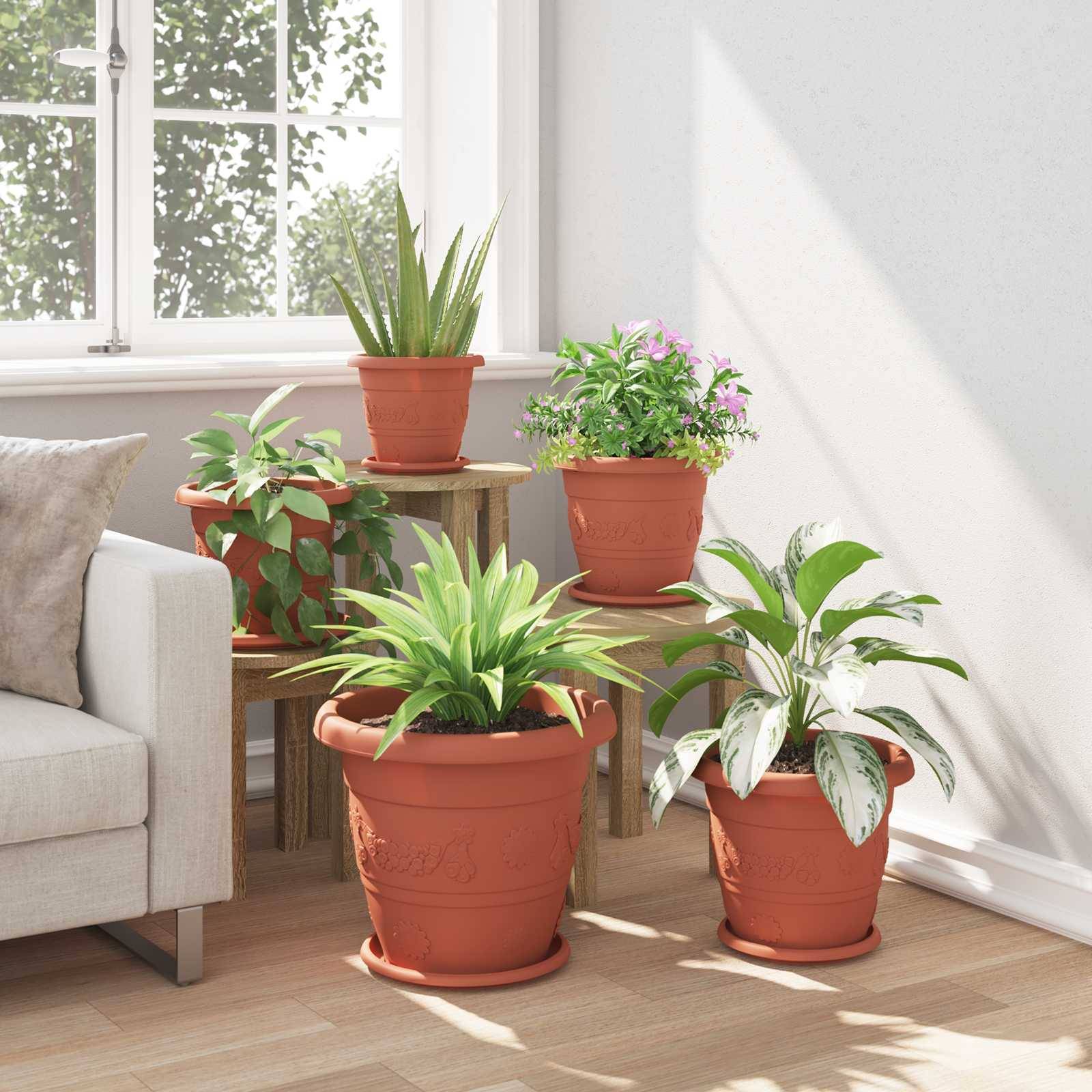 vidaXL Blumentöpfe 6 pcs Ziegelrot Ø 39 x 32 cm Kunststoff