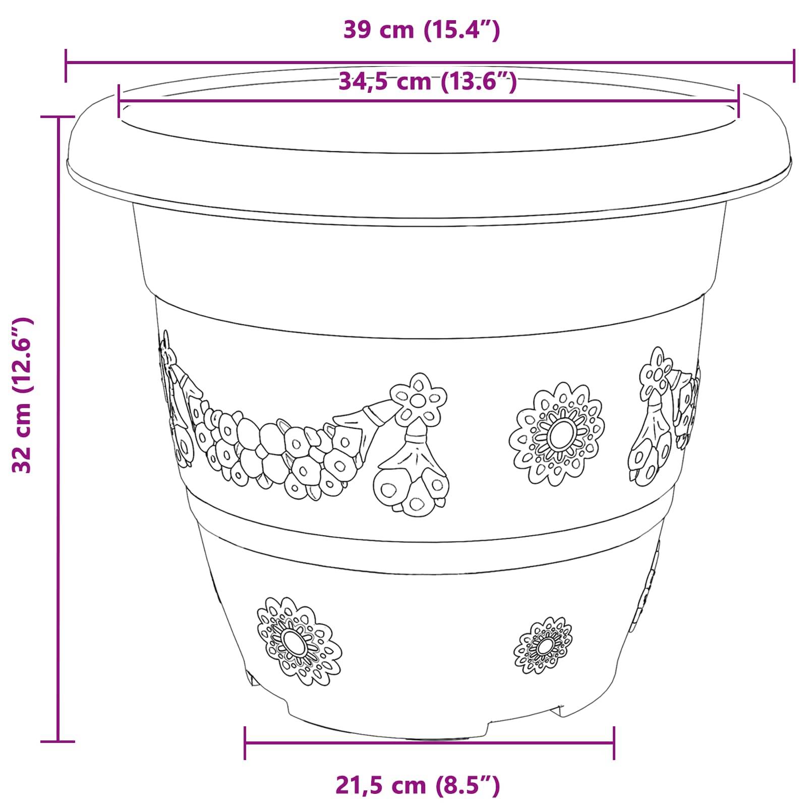 vidaXL Blumentöpfe 6 pcs Ziegelrot Ø 26 x 21,5 cm Kunststoff