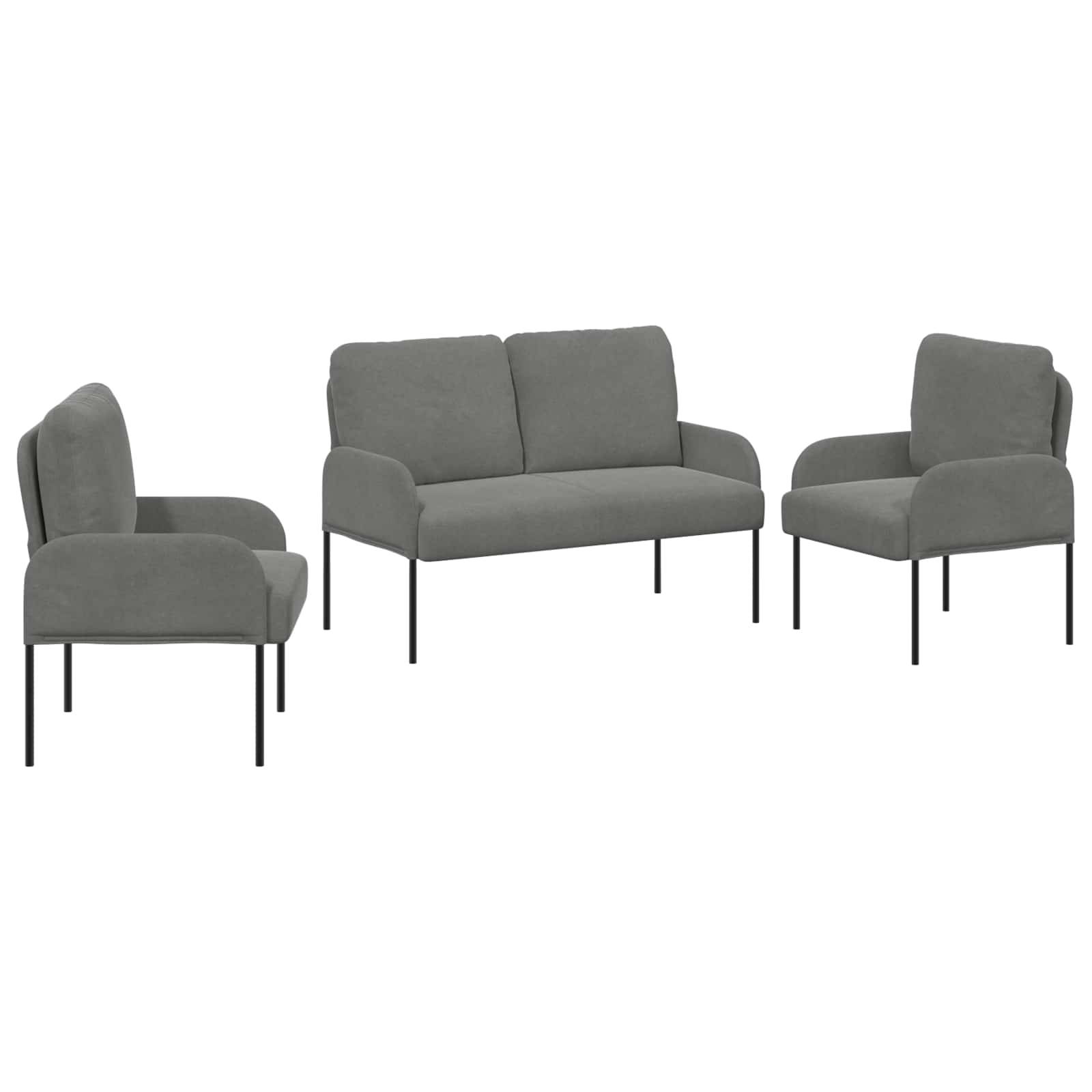 vidaXL Sofagarnituren 3 pcs Dunkelgrau 115 x 56 x 80 cm Sperrholz