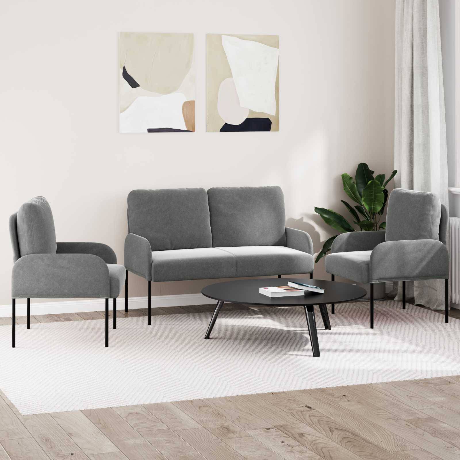 vidaXL Sofagarnituren 3 pcs Dunkelgrau 115 x 56 x 80 cm Sperrholz