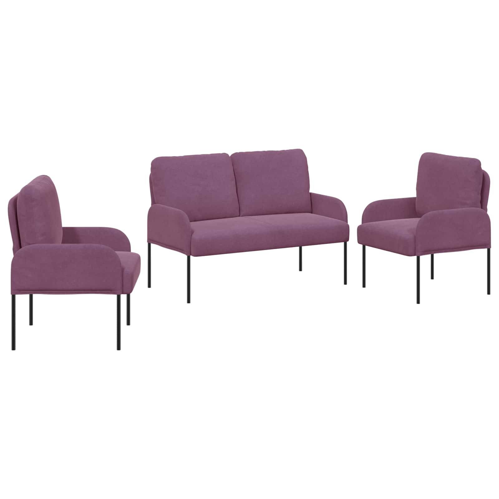 vidaXL Sofagarnituren mit Kissen 3 pcs Lila 115 x 56 x 80 cm Sperrholz