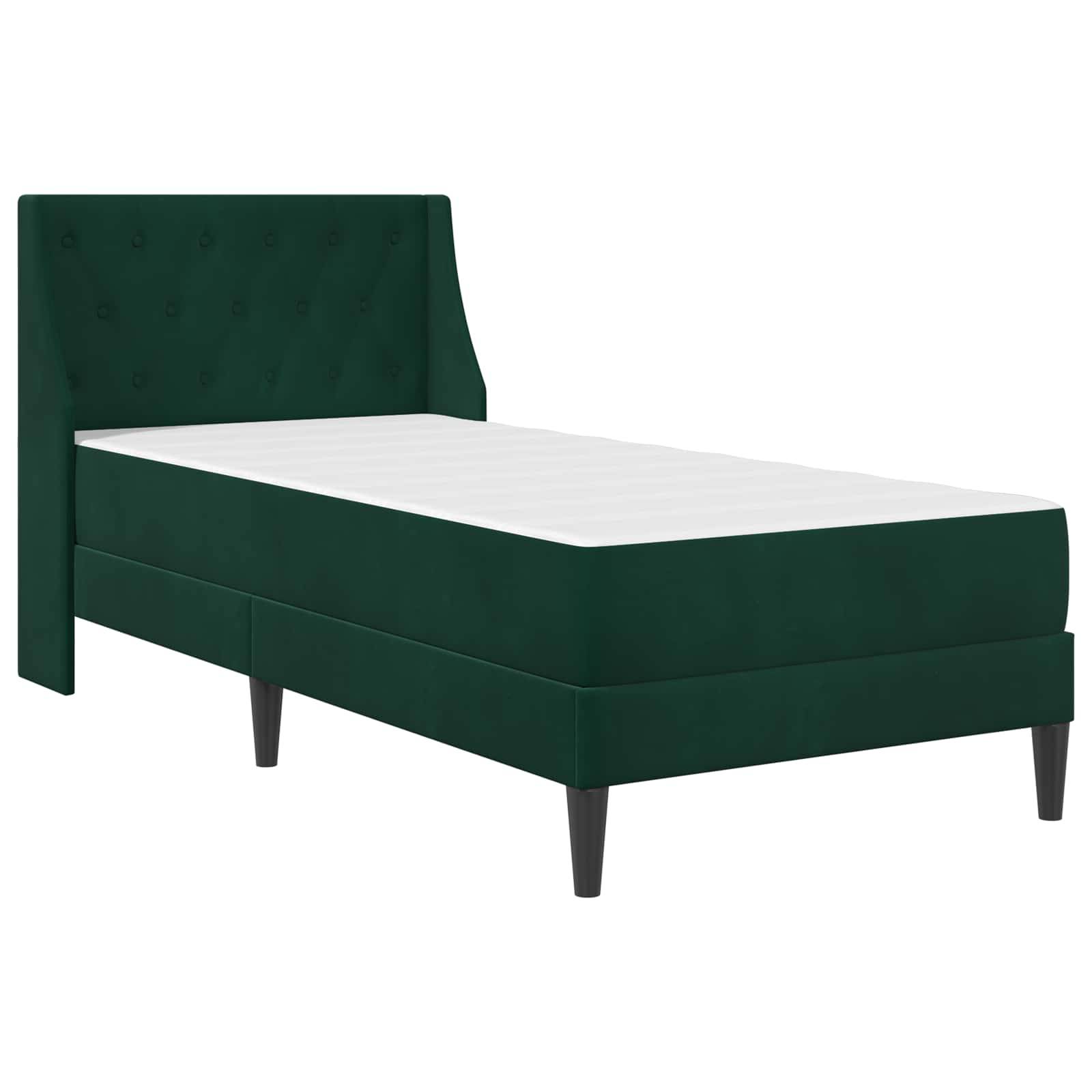 vidaXL Bettgestell mit Matratze Dunkelgrün 90 x 200 cm Samt