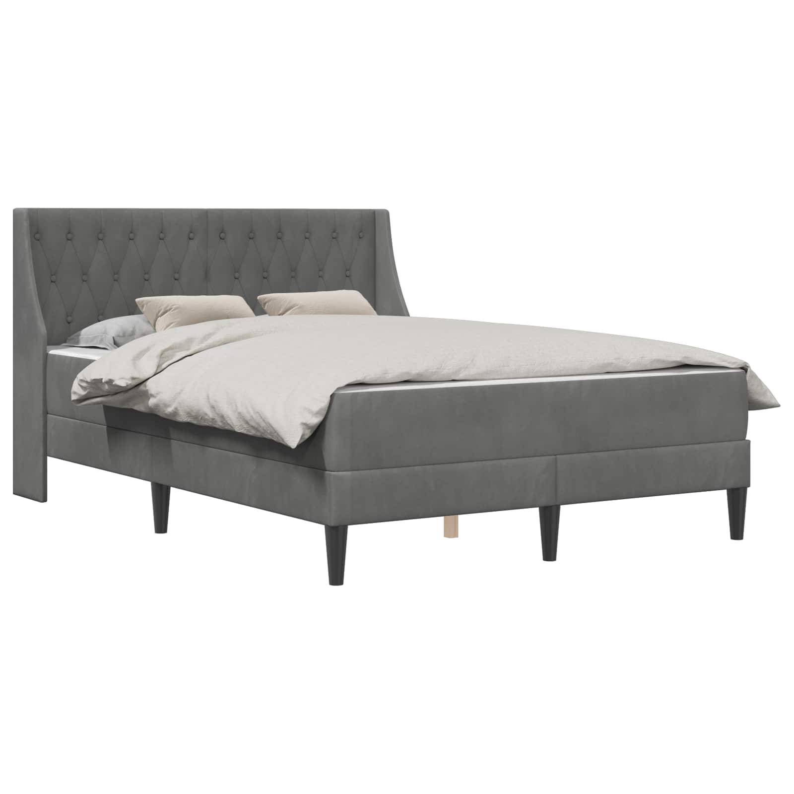 vidaXL Bettgestell mit Matratze Dunkelgrau 120 x 200 cm Samt