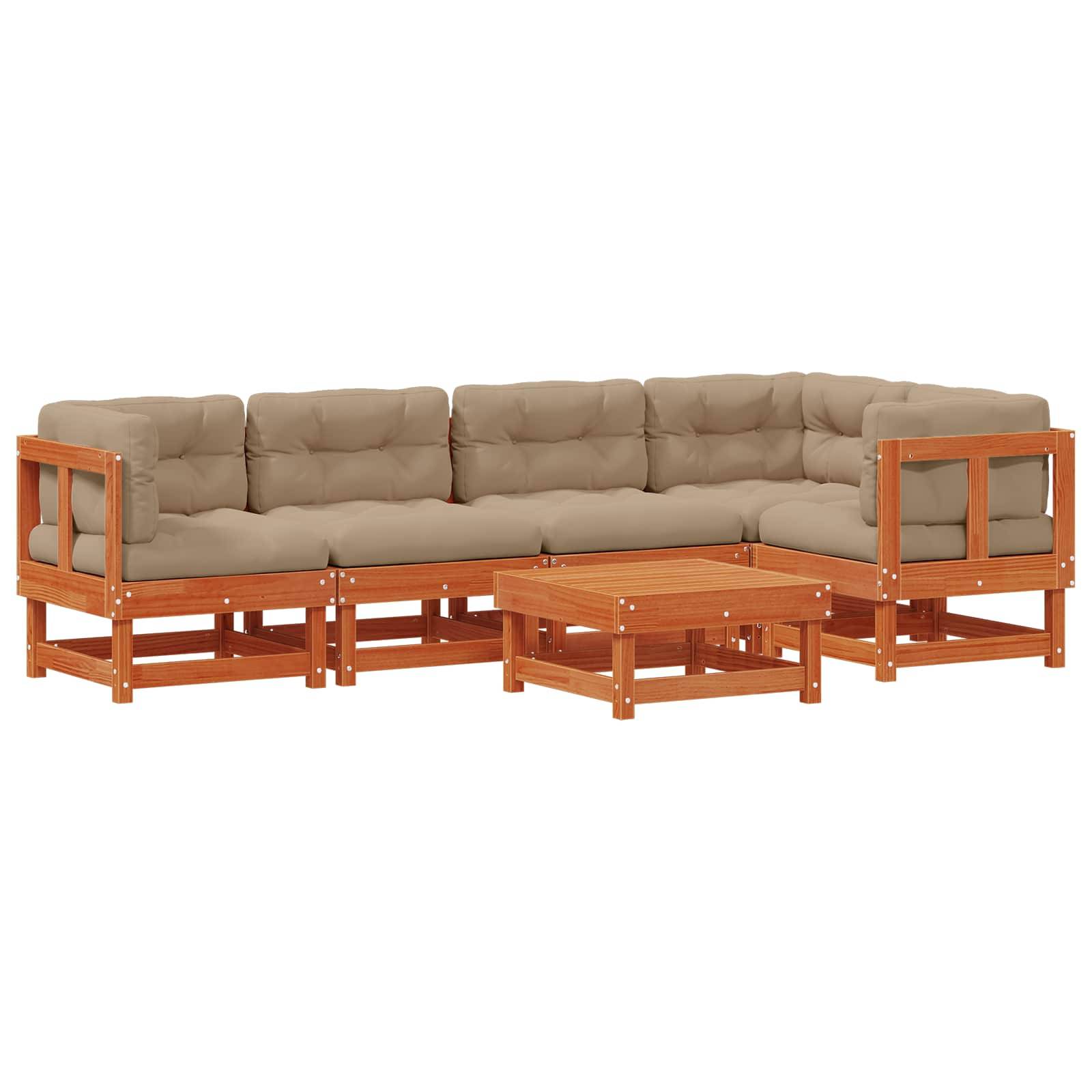 vidaXL Garten-Lounge-Set 6 pcs Wachsbraun Massives Kiefernholz