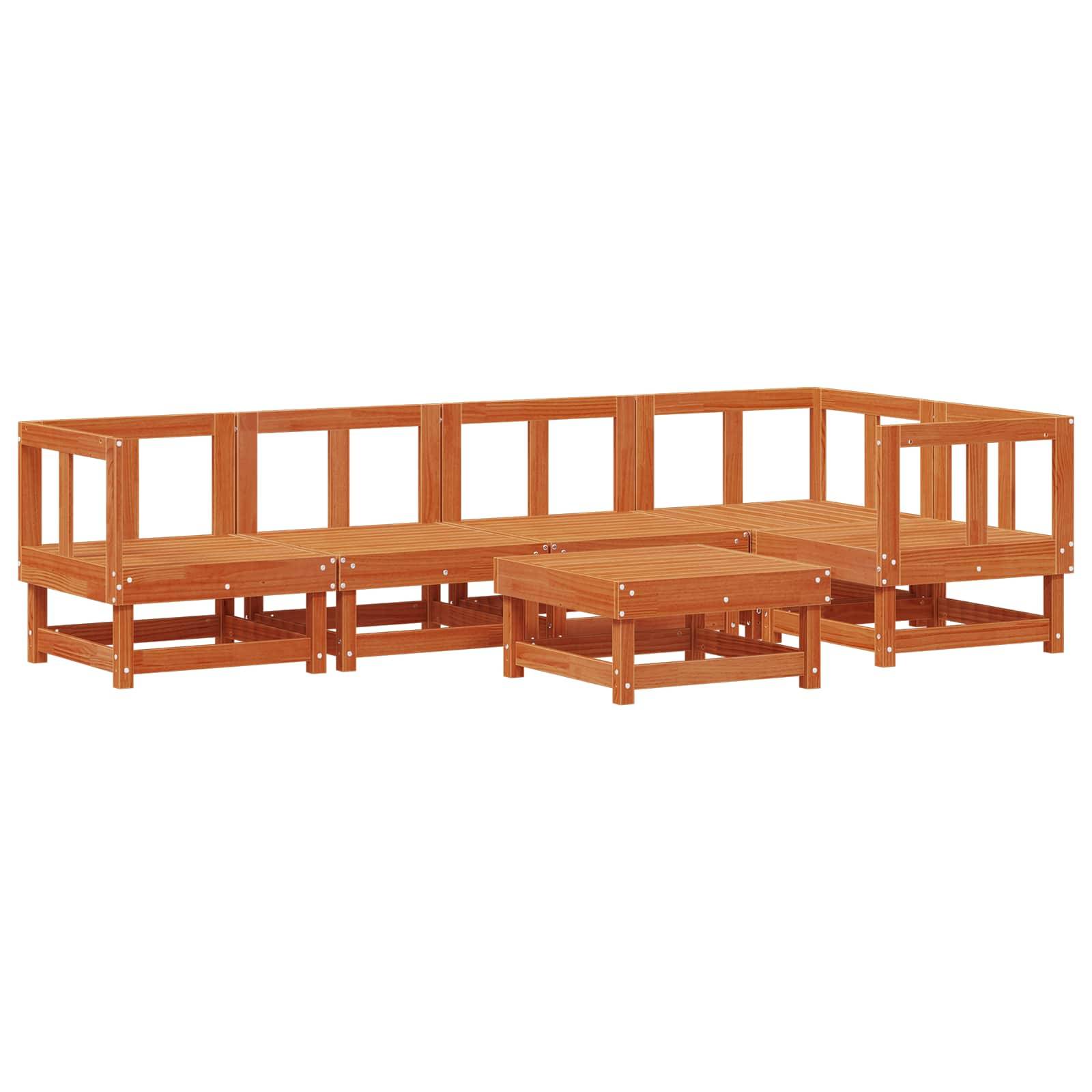 vidaXL Garten-Lounge-Set 6 pcs Wachsbraun Massives Kiefernholz