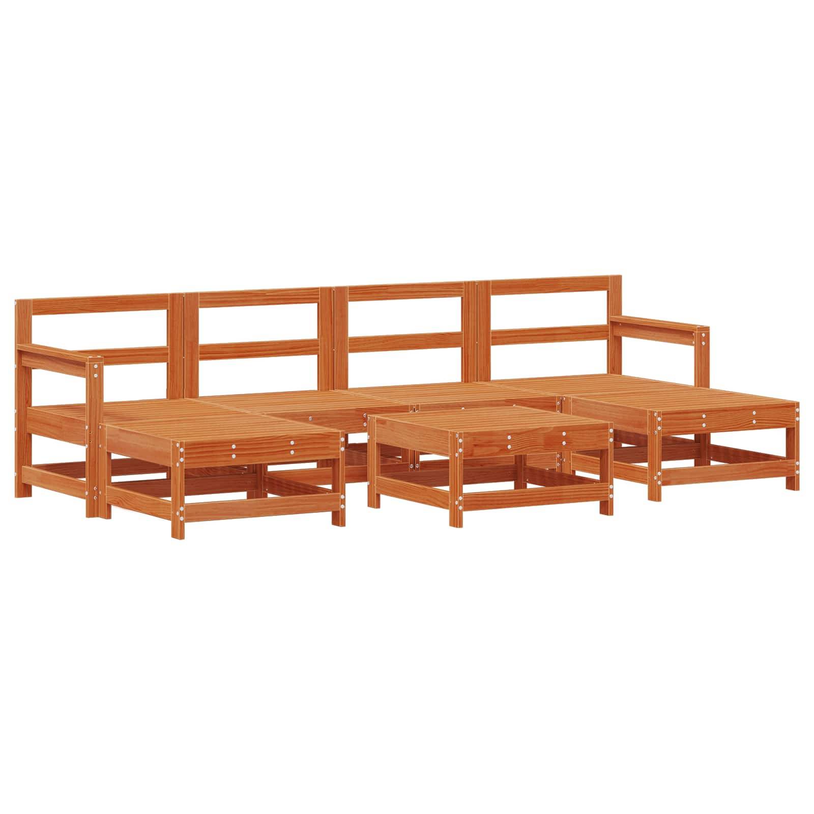 vidaXL Garten-Lounge-Set 7 pcs Wachsbraun Massives Kiefernholz