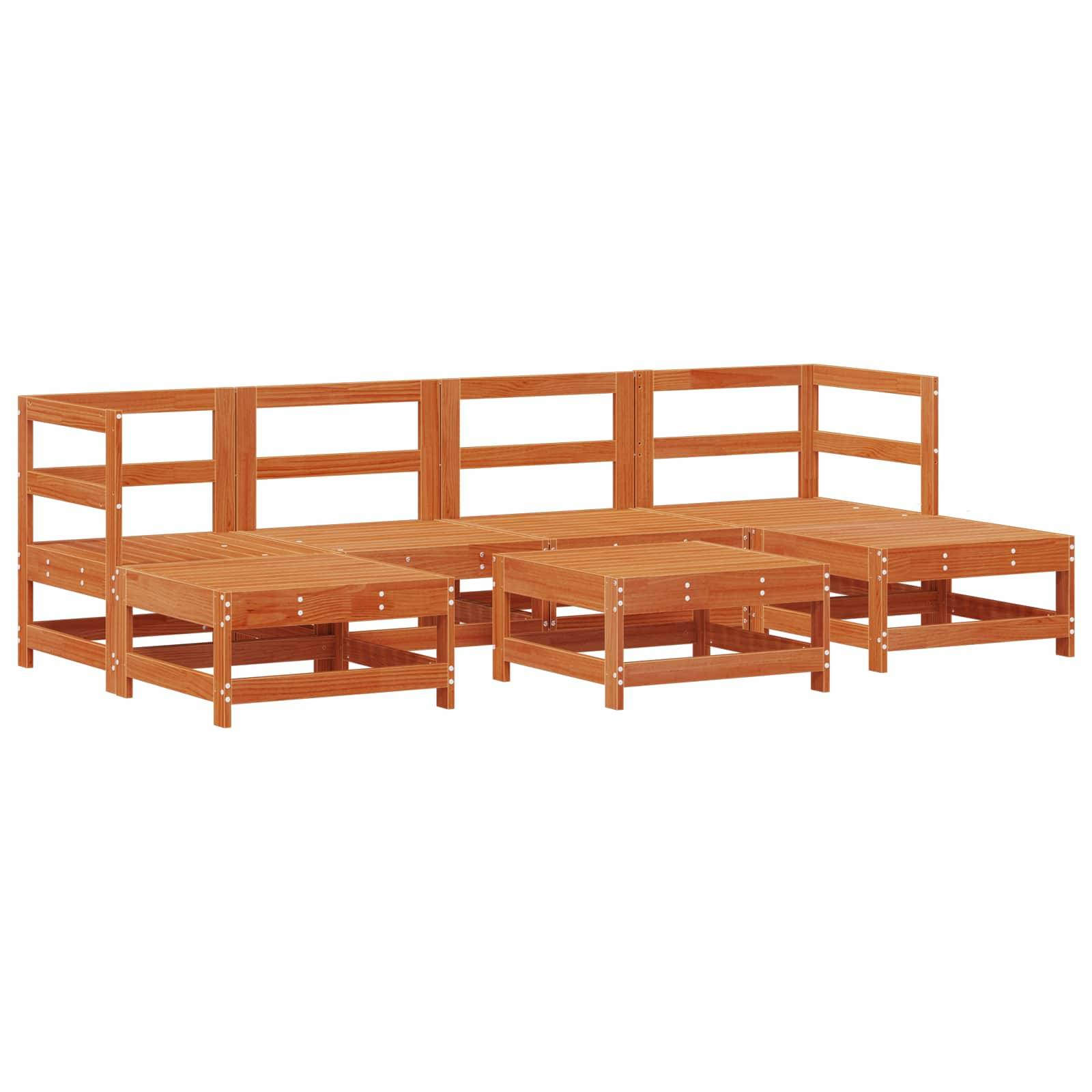 vidaXL Garten-Lounge-Set 7 pcs Wachsbraun Massives Kiefernholz