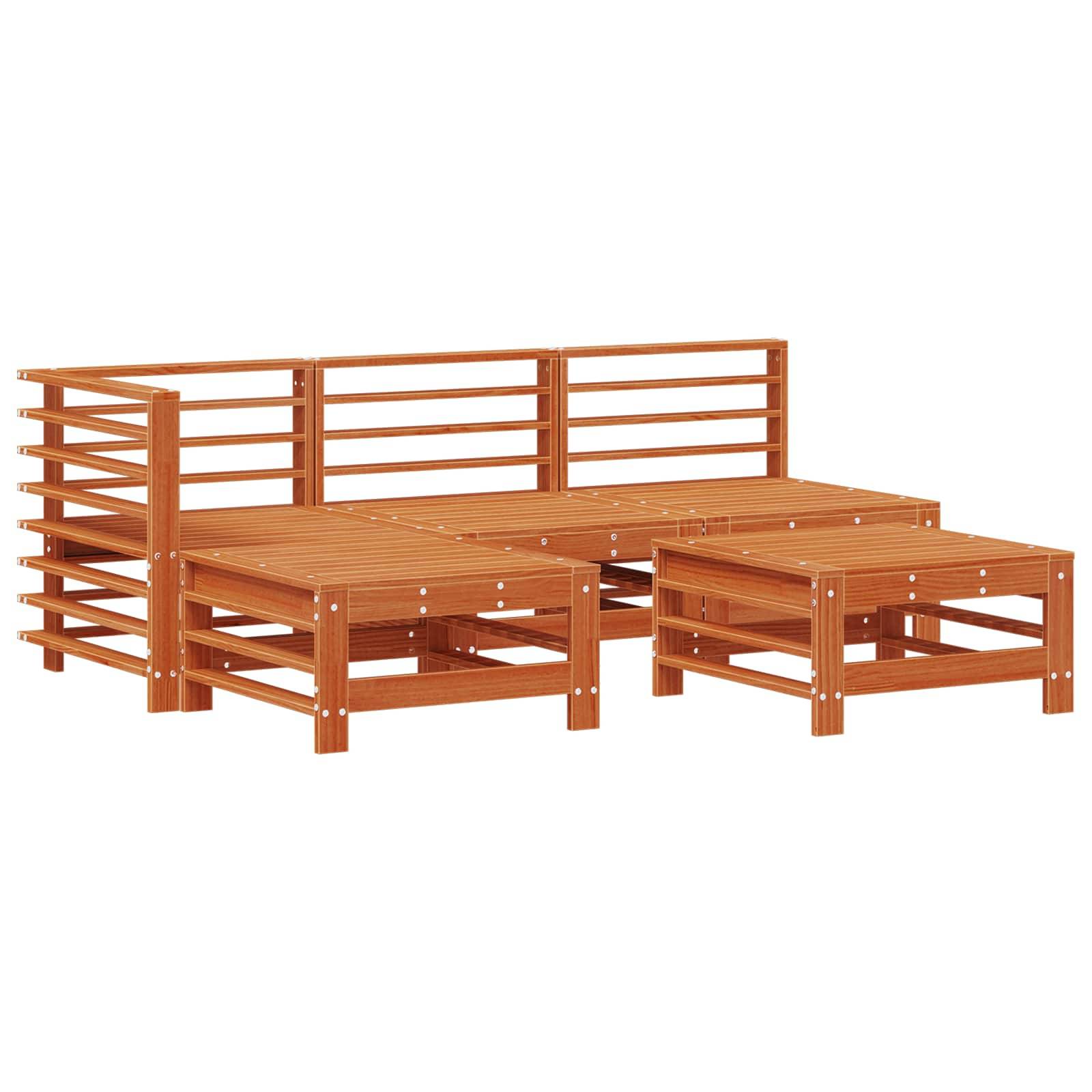 vidaXL Garten-Lounge-Set 5 pcs Wachsbraun Massives Kiefernholz