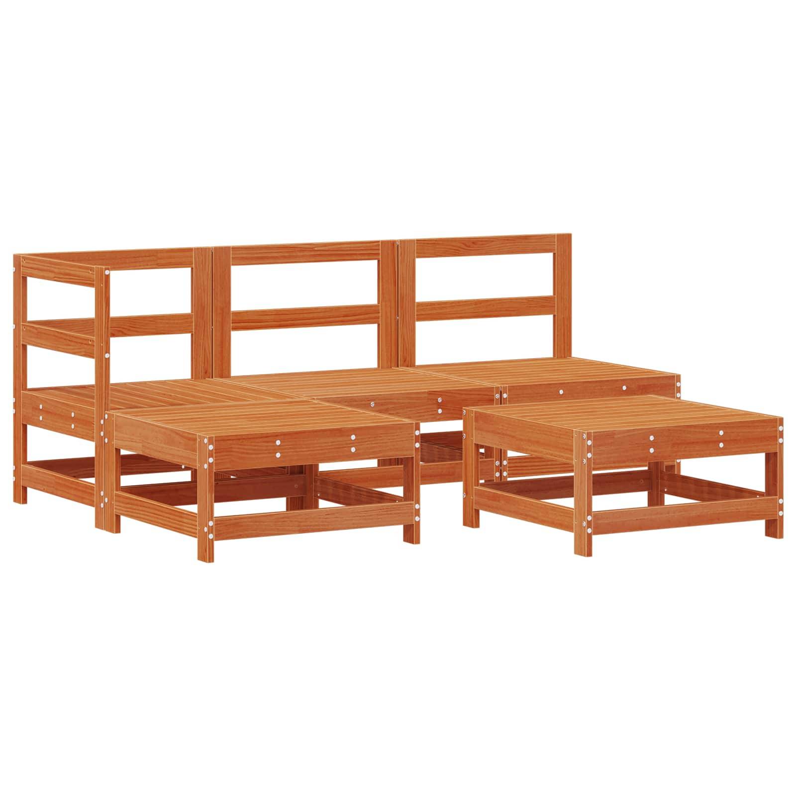 vidaXL Garten-Lounge-Set 5 pcs Wachsbraun Massives Kiefernholz