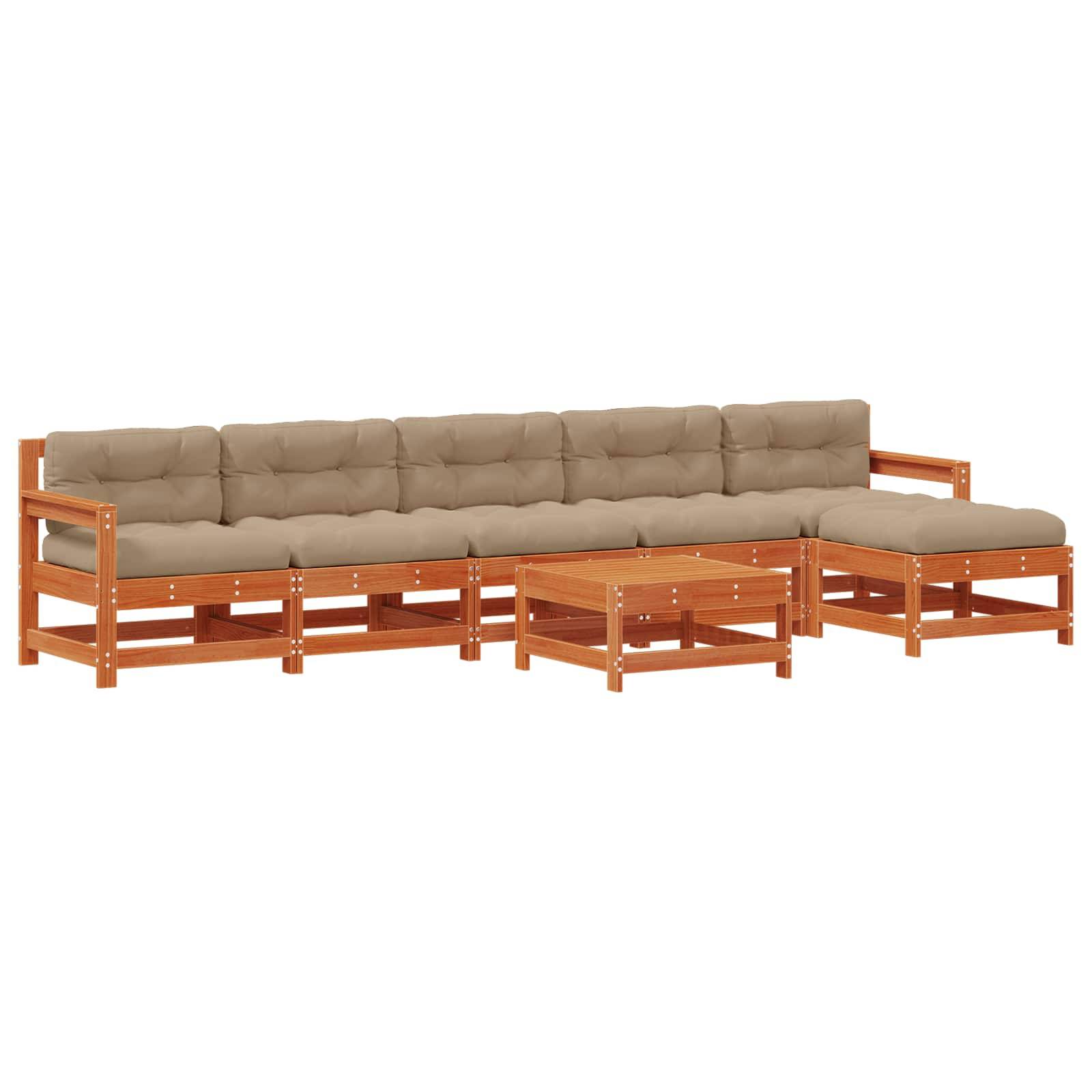 vidaXL Garten-Lounge-Set 7 pcs Wachsbraun Massives Kiefernholz