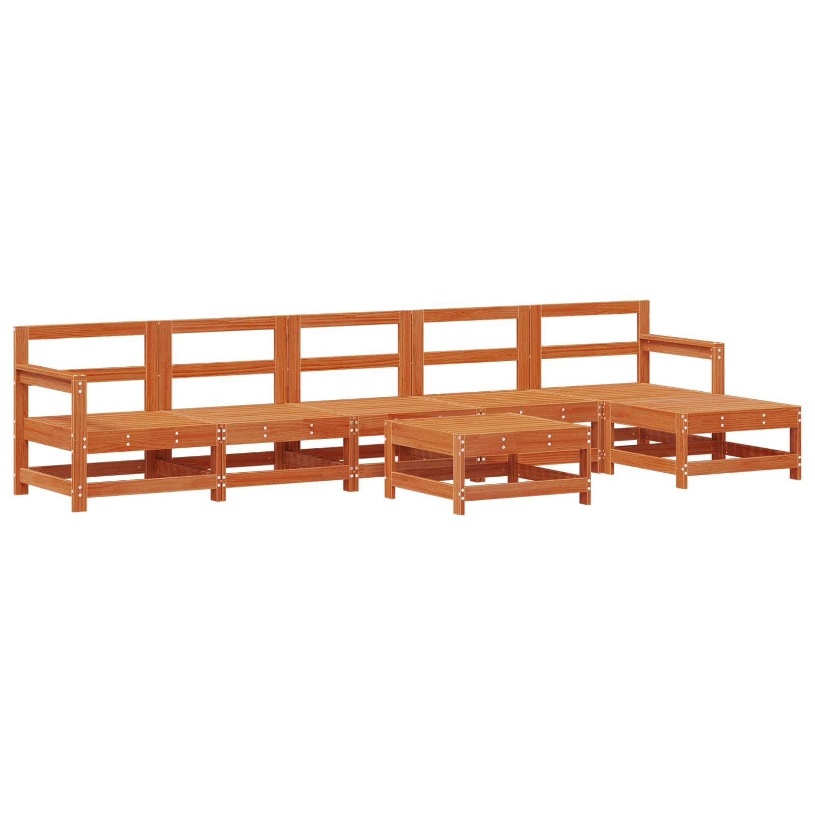 vidaXL Garten-Lounge-Set 7 pcs Wachsbraun Massives Kiefernholz