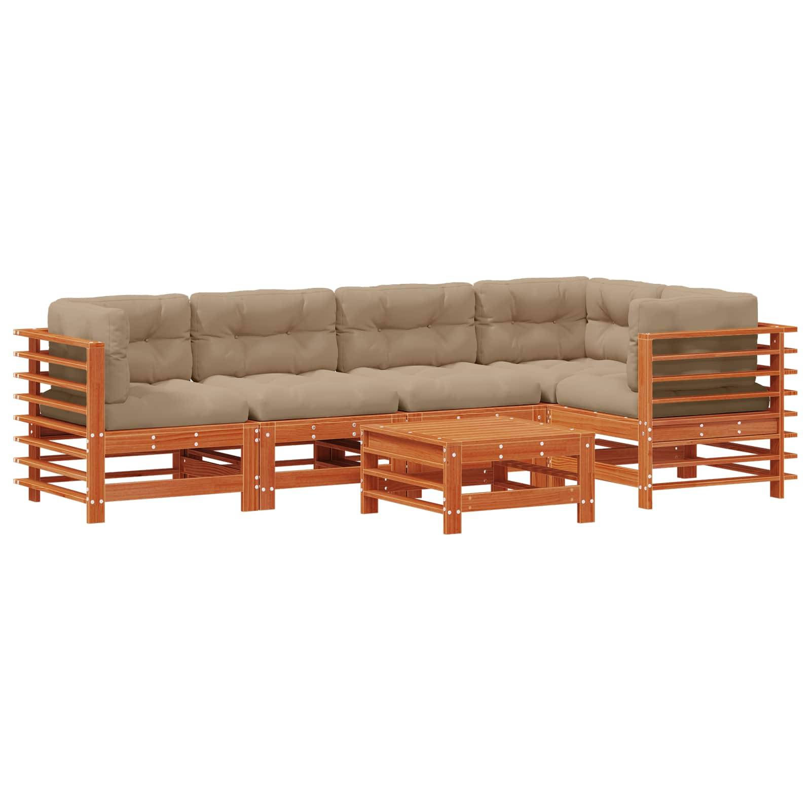 vidaXL Garten-Lounge-Set 6 pcs Wachsbraun Massives Kiefernholz