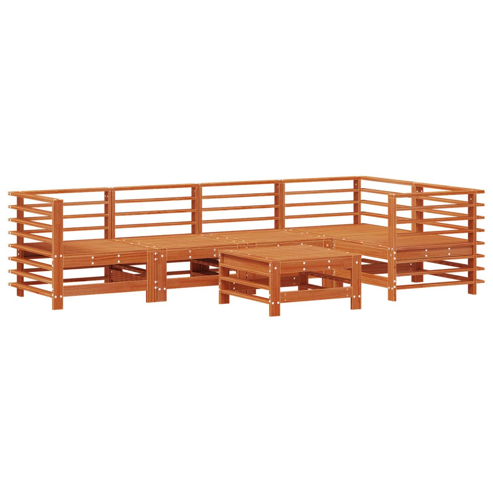 vidaXL Garten-Lounge-Set 6 pcs Wachsbraun Massives Kiefernholz