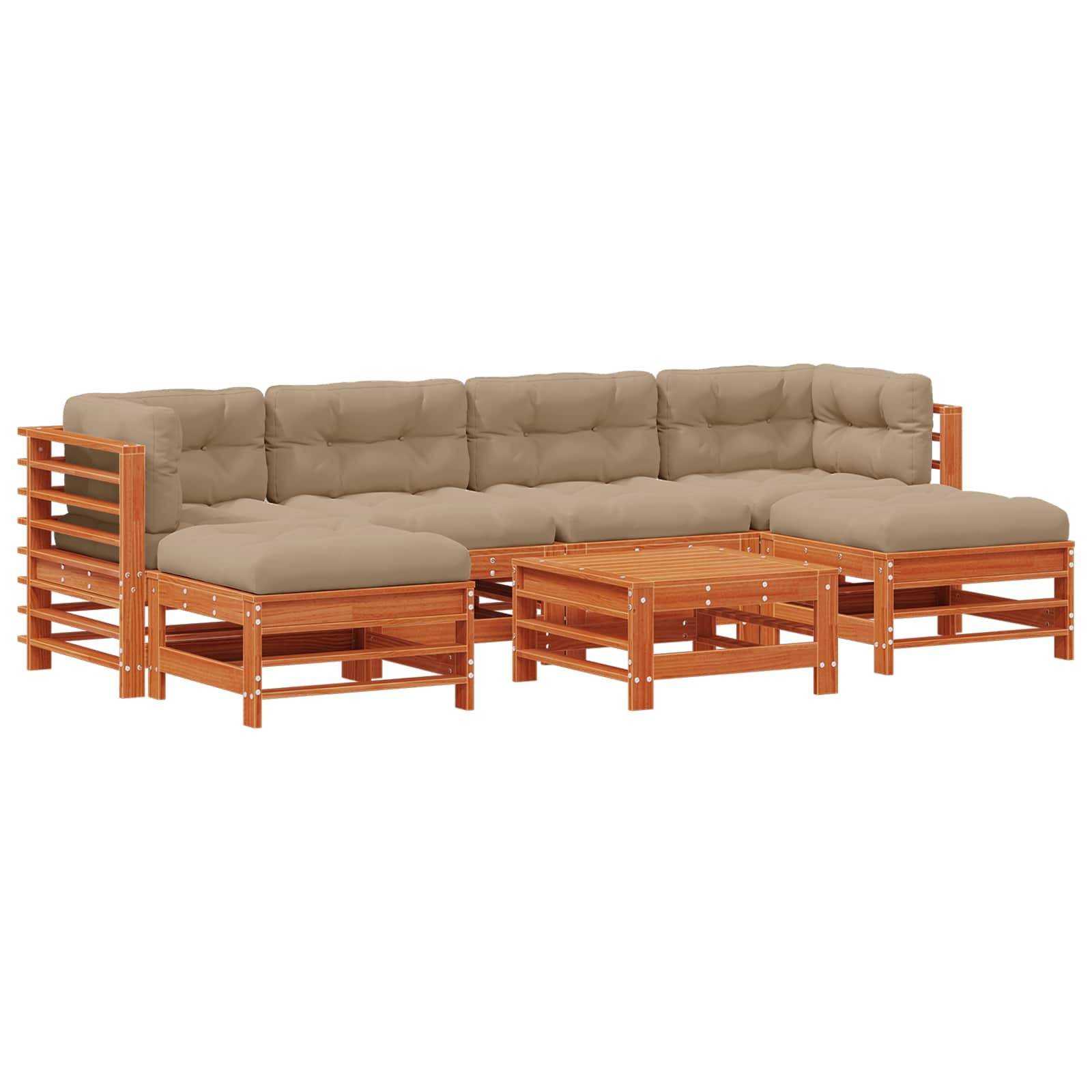 vidaXL Garten-Lounge-Set 7 pcs Wachsbraun Massives Kiefernholz