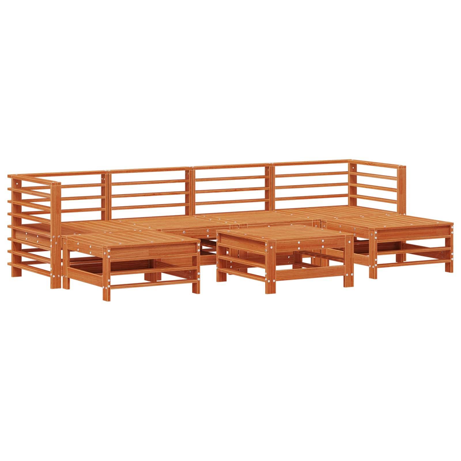 vidaXL Garten-Lounge-Set 7 pcs Wachsbraun Massives Kiefernholz