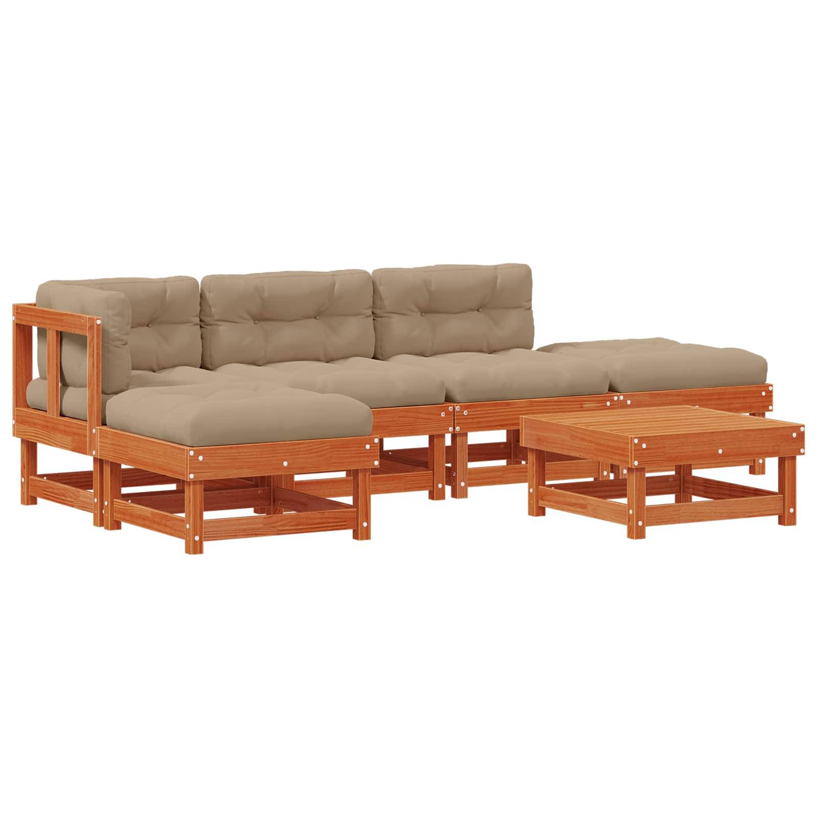 vidaXL Garten-Lounge-Set 6 pcs Wachsbraun Massives Kiefernholz