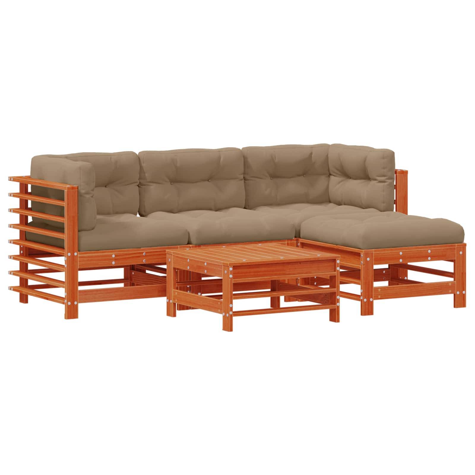vidaXL Garten-Lounge-Set 5 pcs Wachsbraun Massives Kiefernholz