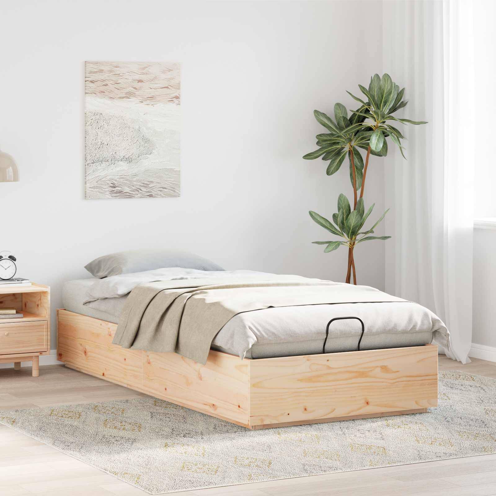 vidaXL Ottoman Bettgestell Natur 100 x 200 cm Massives Kiefernholz