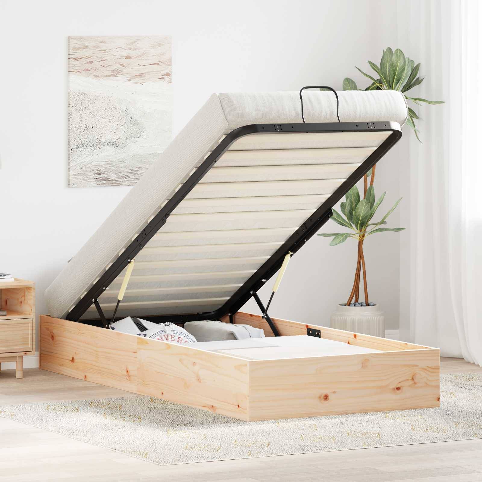 vidaXL Ottoman Bettgestell mit Stauraum Natur 70 x 190 cm