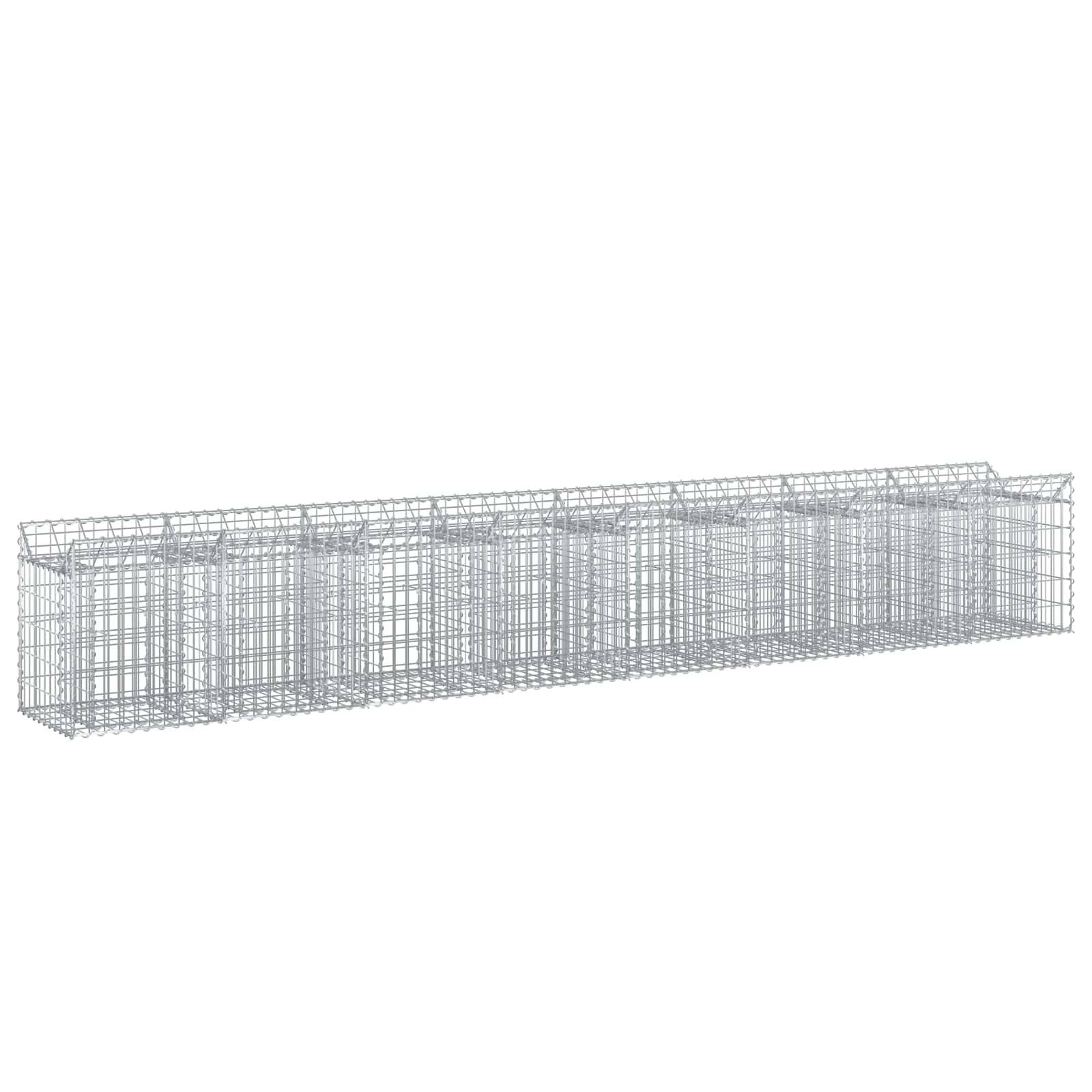 vidaXL Gabionen Hochbeet 2 pcs Silber 400 x 50 x 60 cm