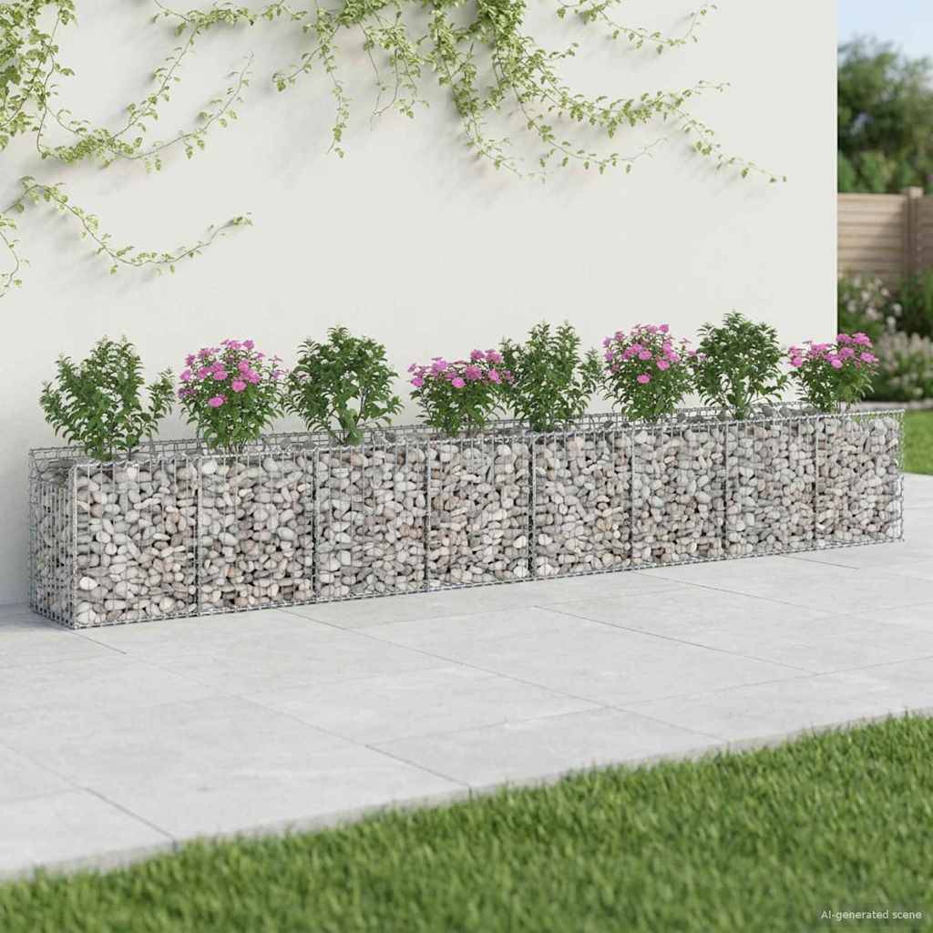 vidaXL Gabionen Hochbeet 2 pcs Silber 400 x 50 x 60 cm