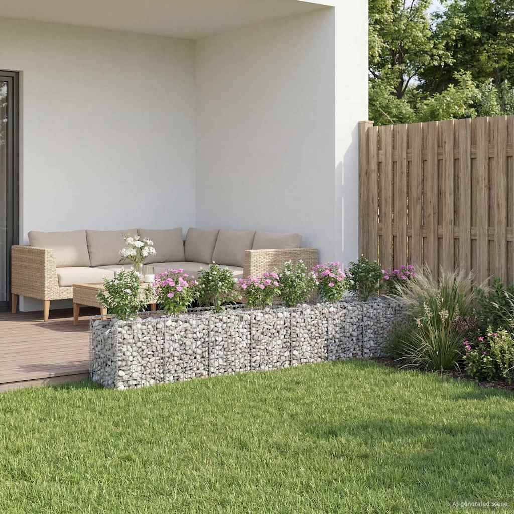 vidaXL Gabionen Hochbeet 2 pcs Silber 400 x 50 x 60 cm