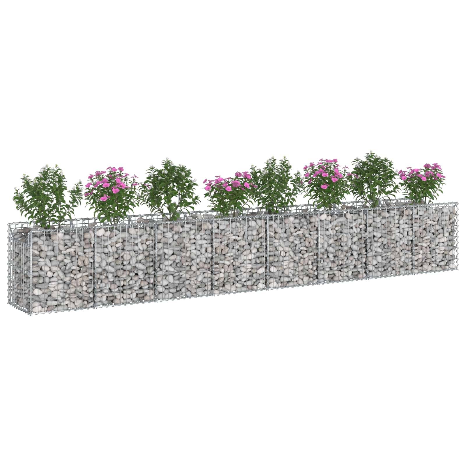 vidaXL Gabionen Hochbeet 2 pcs Silber 400 x 50 x 60 cm