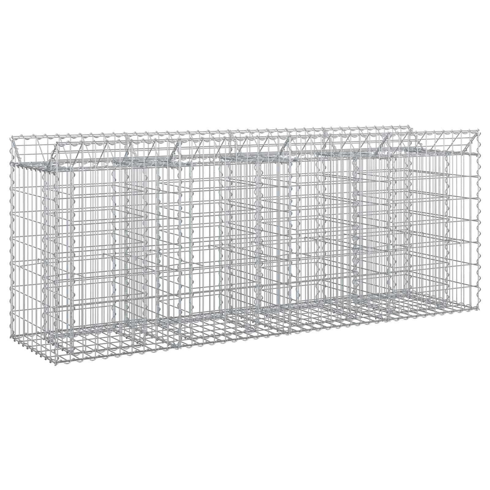 vidaXL Gabionen Hochbeet 2 pcs Silber 200 x 50 x 80 cm