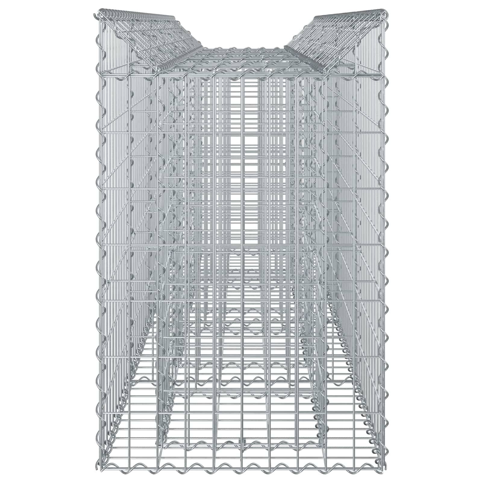 vidaXL Gabionen Hochbeet 2 pcs Silber 200 x 50 x 80 cm