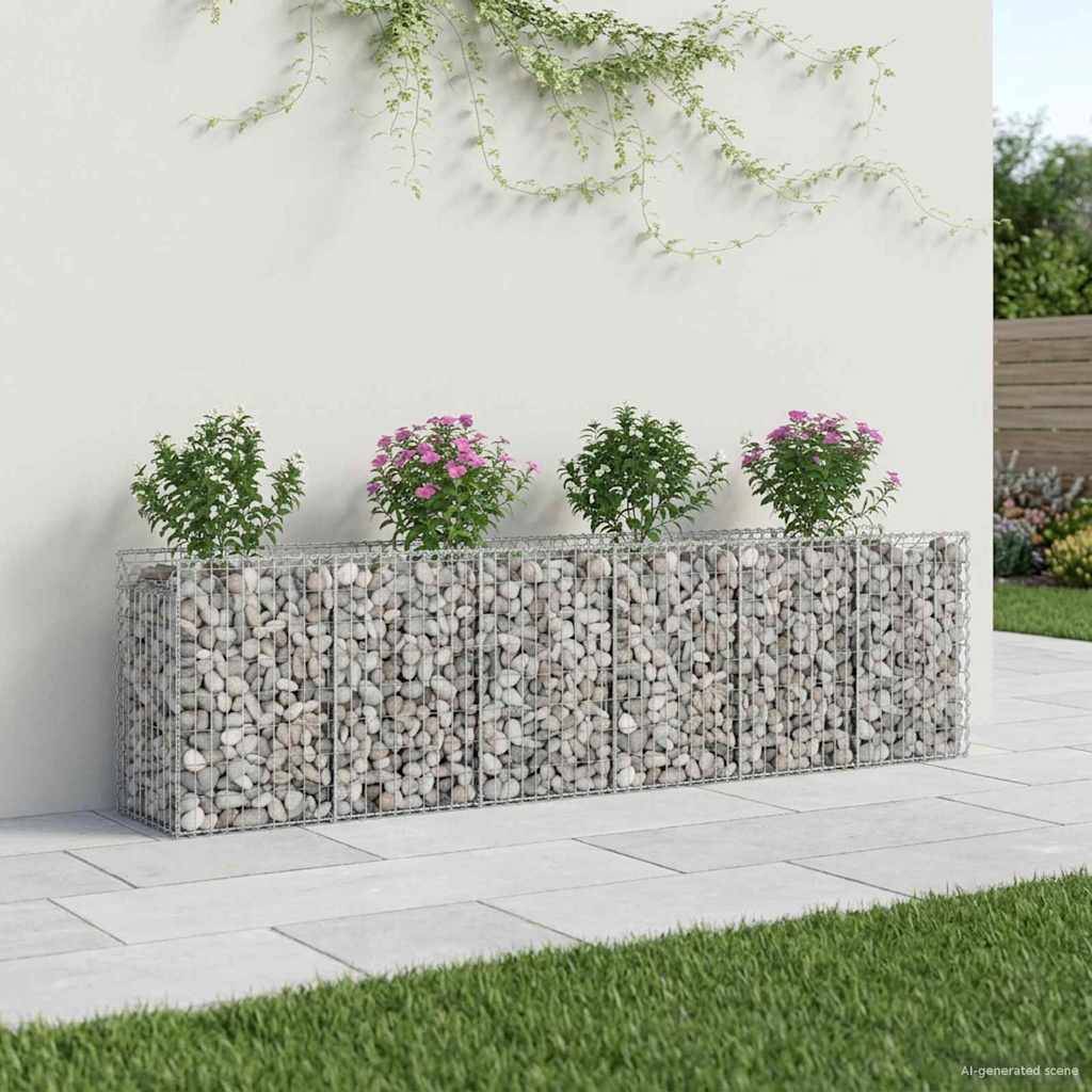 vidaXL Gabionen Hochbeet 2 pcs Silber 300 x 50 x 80 cm