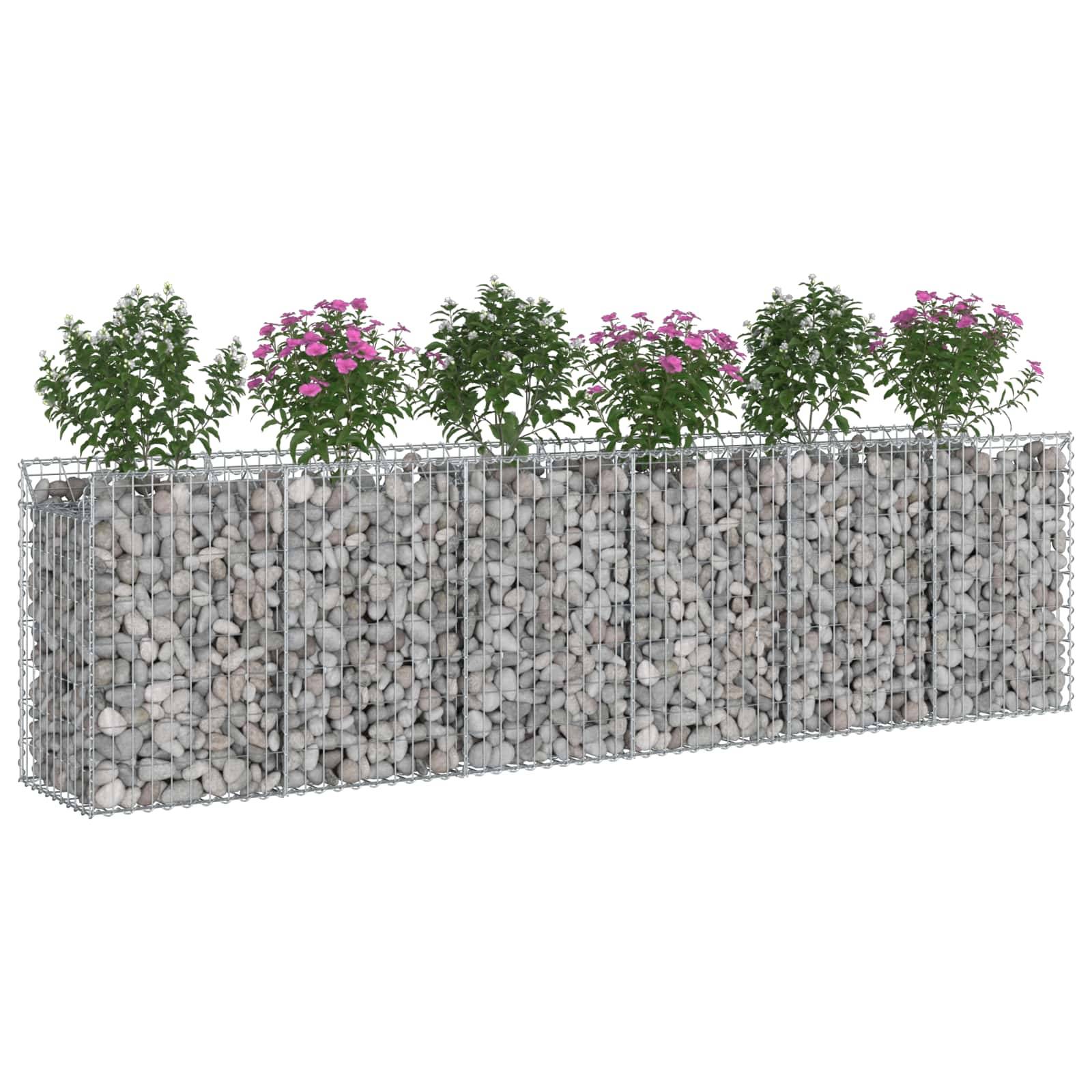 vidaXL Gabionen Hochbeet 2 pcs Silber 300 x 50 x 80 cm