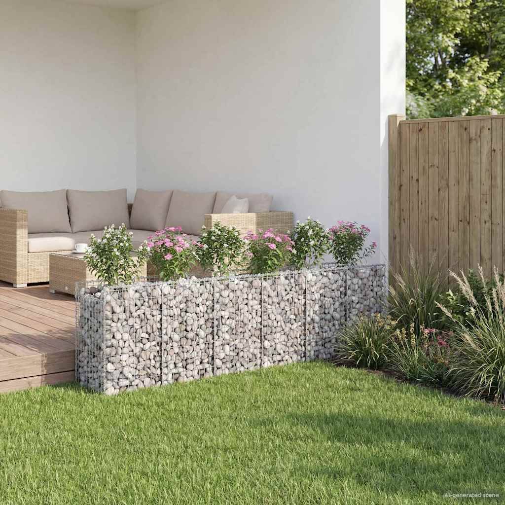 vidaXL Gabionen Hochbeet 2 pcs Silber 300 x 50 x 80 cm