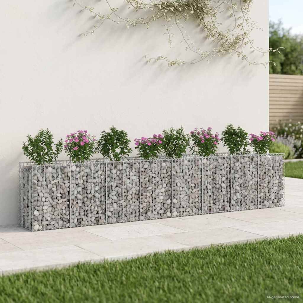 vidaXL Gabionen Hochbeet 3 pcs Silber 400 x 50 x 80 cm