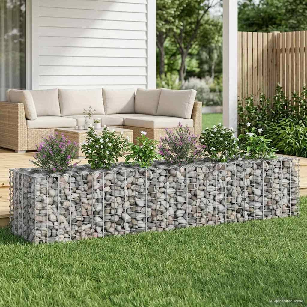 vidaXL Gabionen Hochbeet 2 pcs Silber 260 x 60 x 55 cm