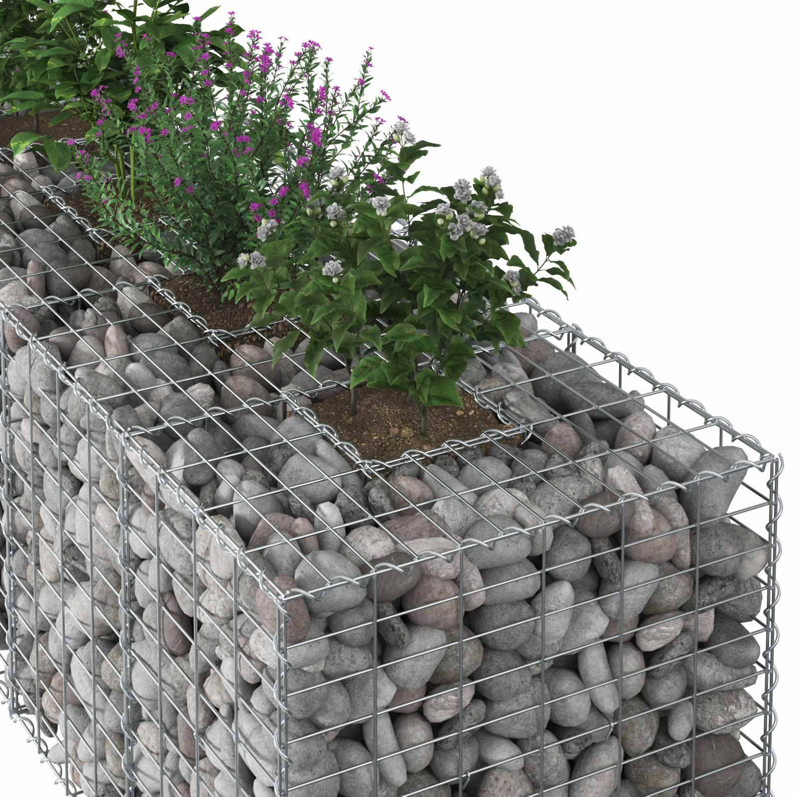vidaXL Gabionen Hochbeet 2 pcs Silber 340 x 60 x 55 cm