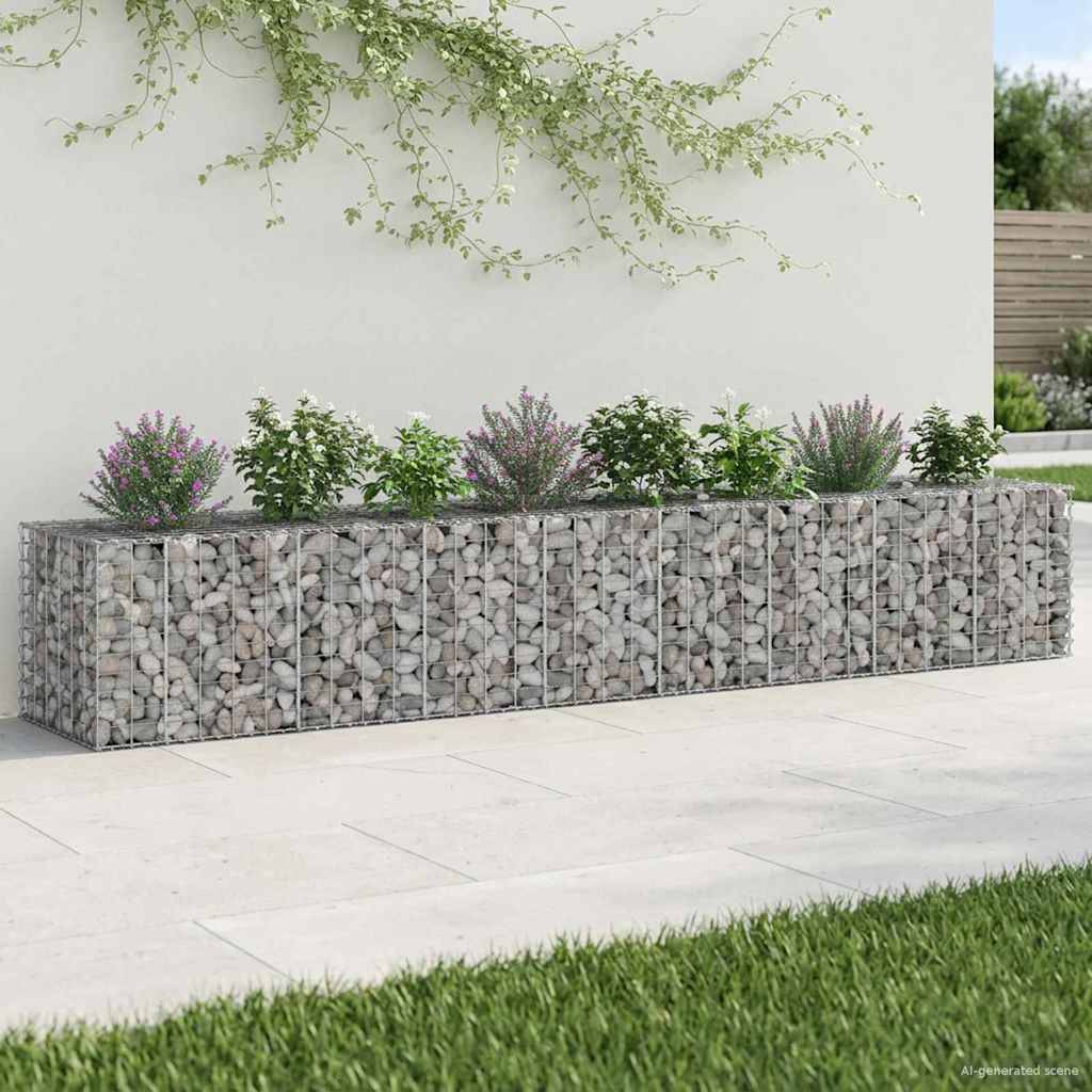 vidaXL Gabionen Hochbeet 2 pcs Silber 340 x 60 x 55 cm