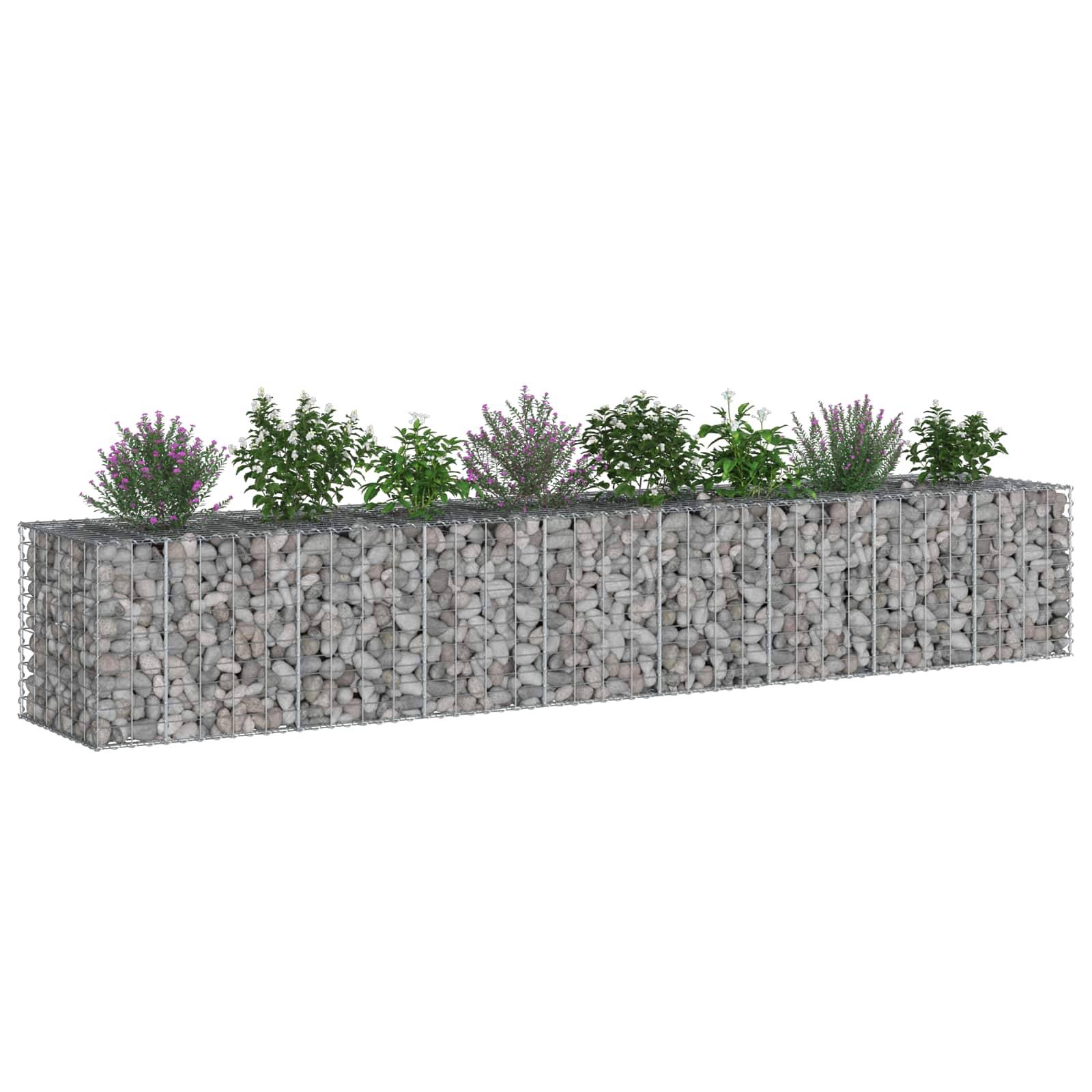 vidaXL Gabionen Hochbeet 2 pcs Silber 340 x 60 x 55 cm