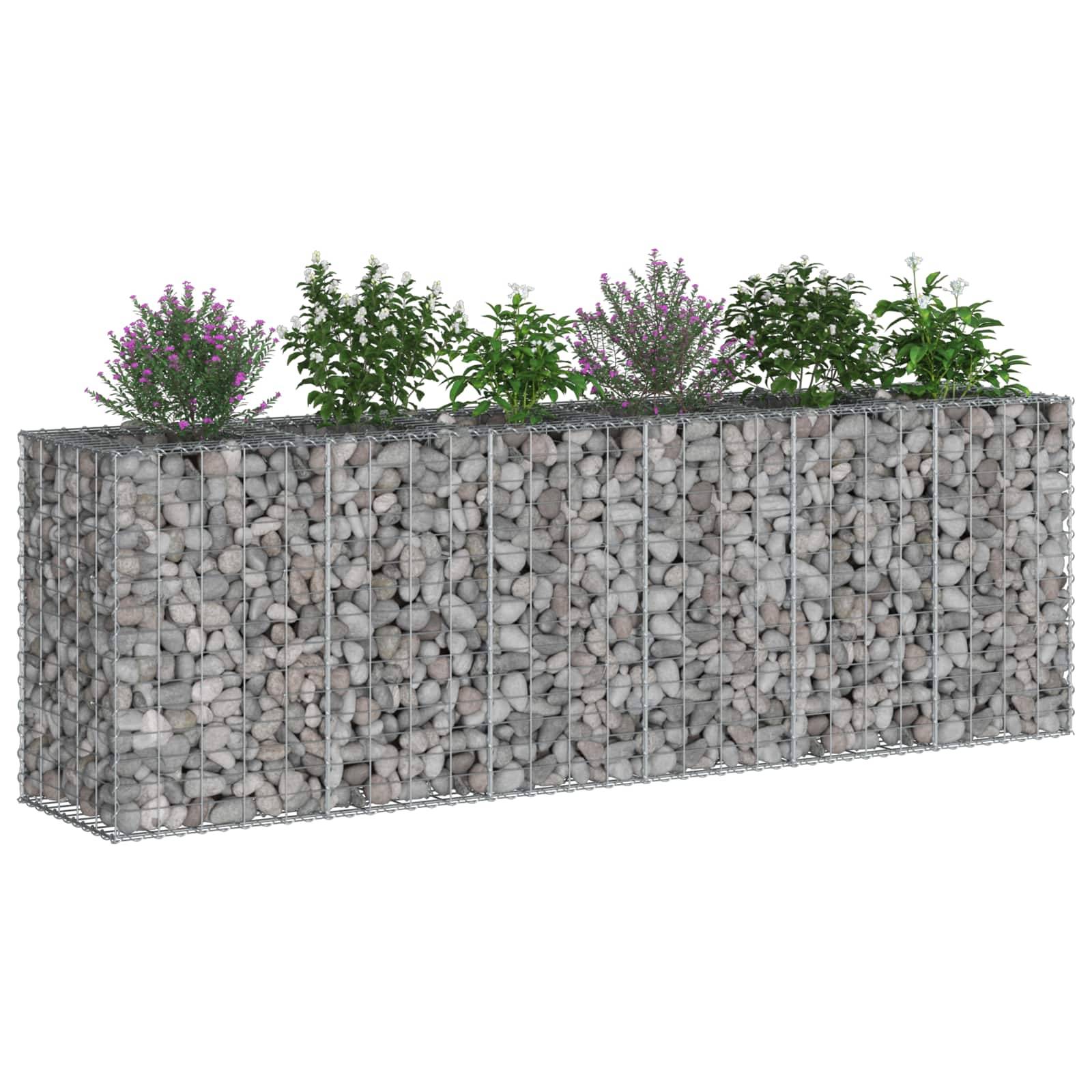 vidaXL Gabionen Hochbeet 2 pcs Silber 250 x 50 x 80 cm