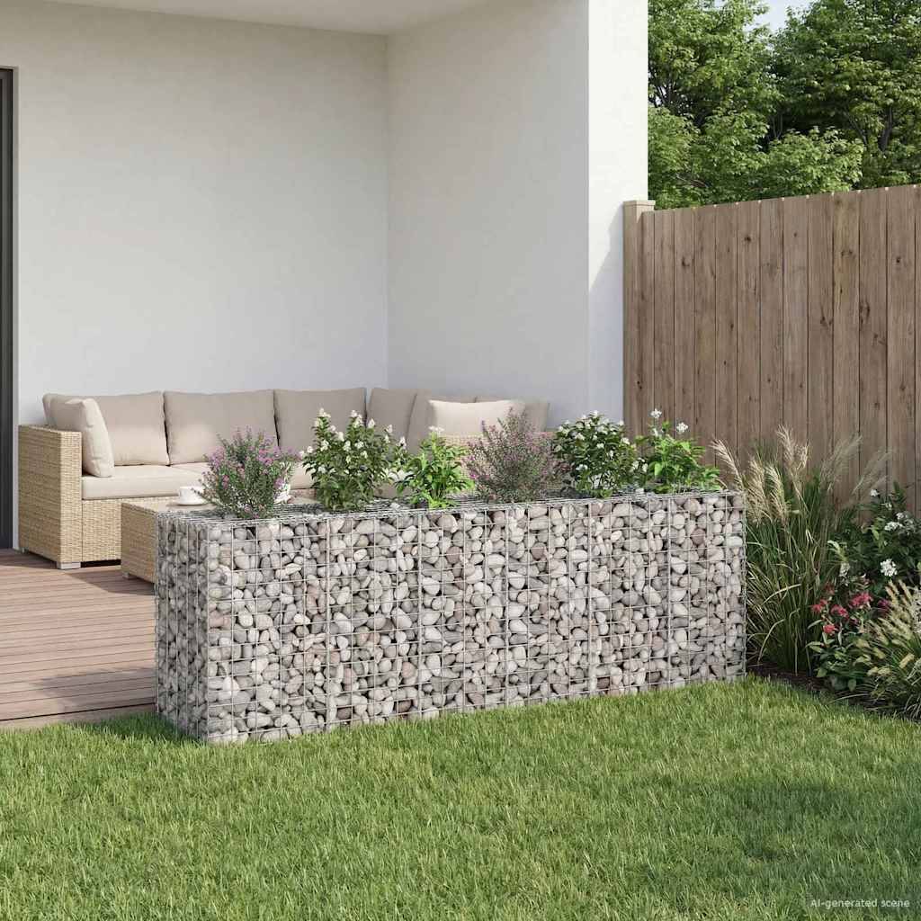 vidaXL Gabionen Hochbeet 2 pcs Silber 250 x 50 x 80 cm